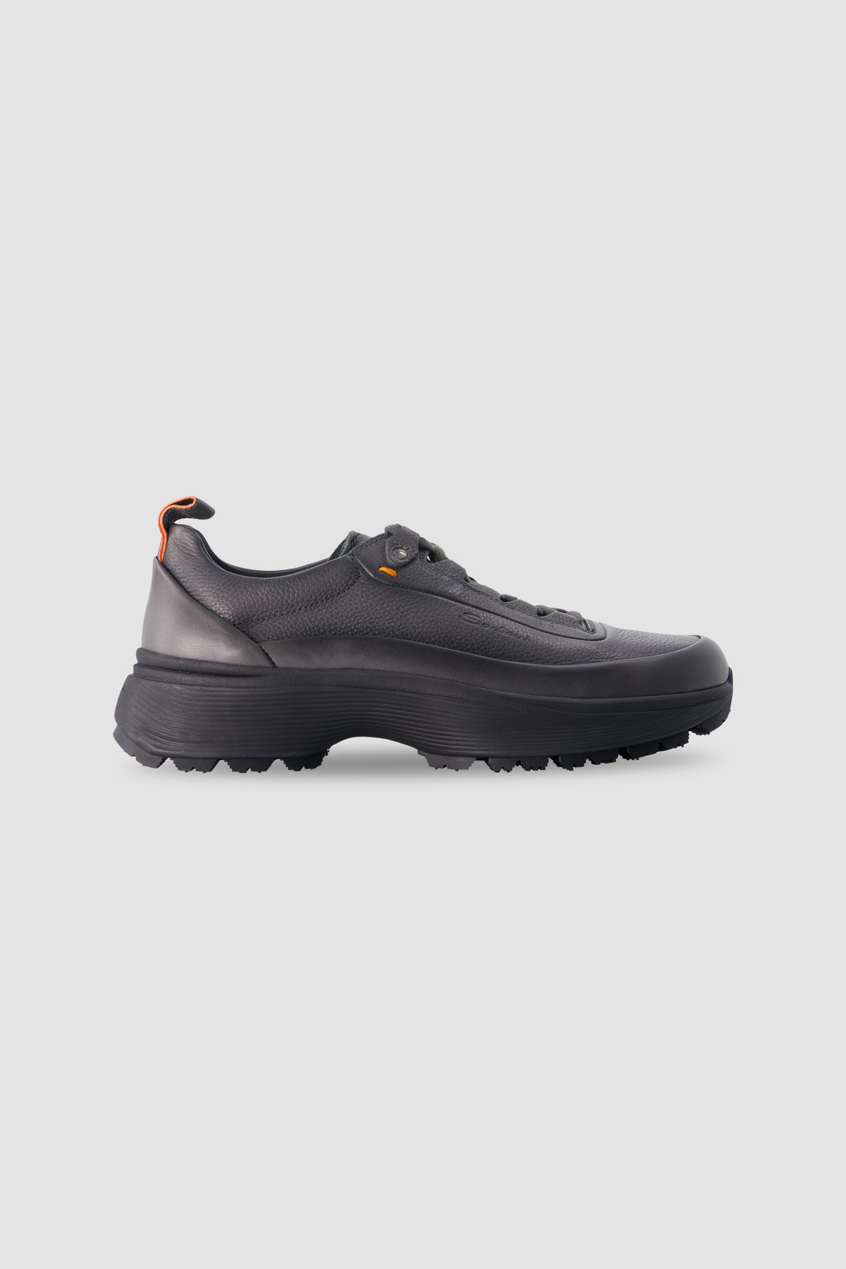 Santoni Grey Leather Sneakers