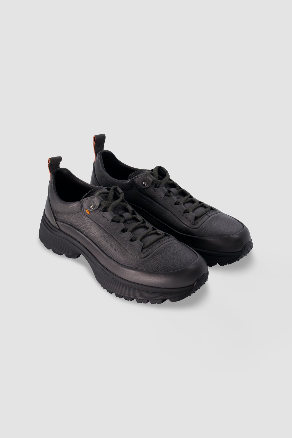 Santoni Grey Leather Sneakers