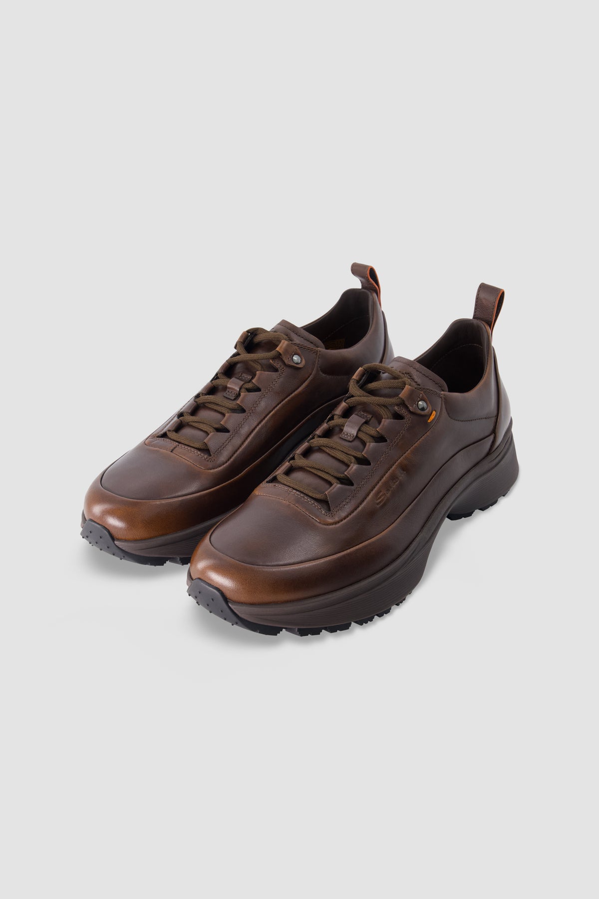 Santoni Dark Brown Leather Sneakers