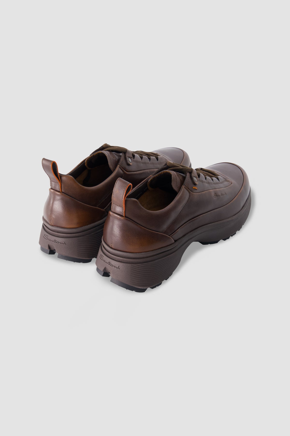 Santoni Dark Brown Leather Sneakers