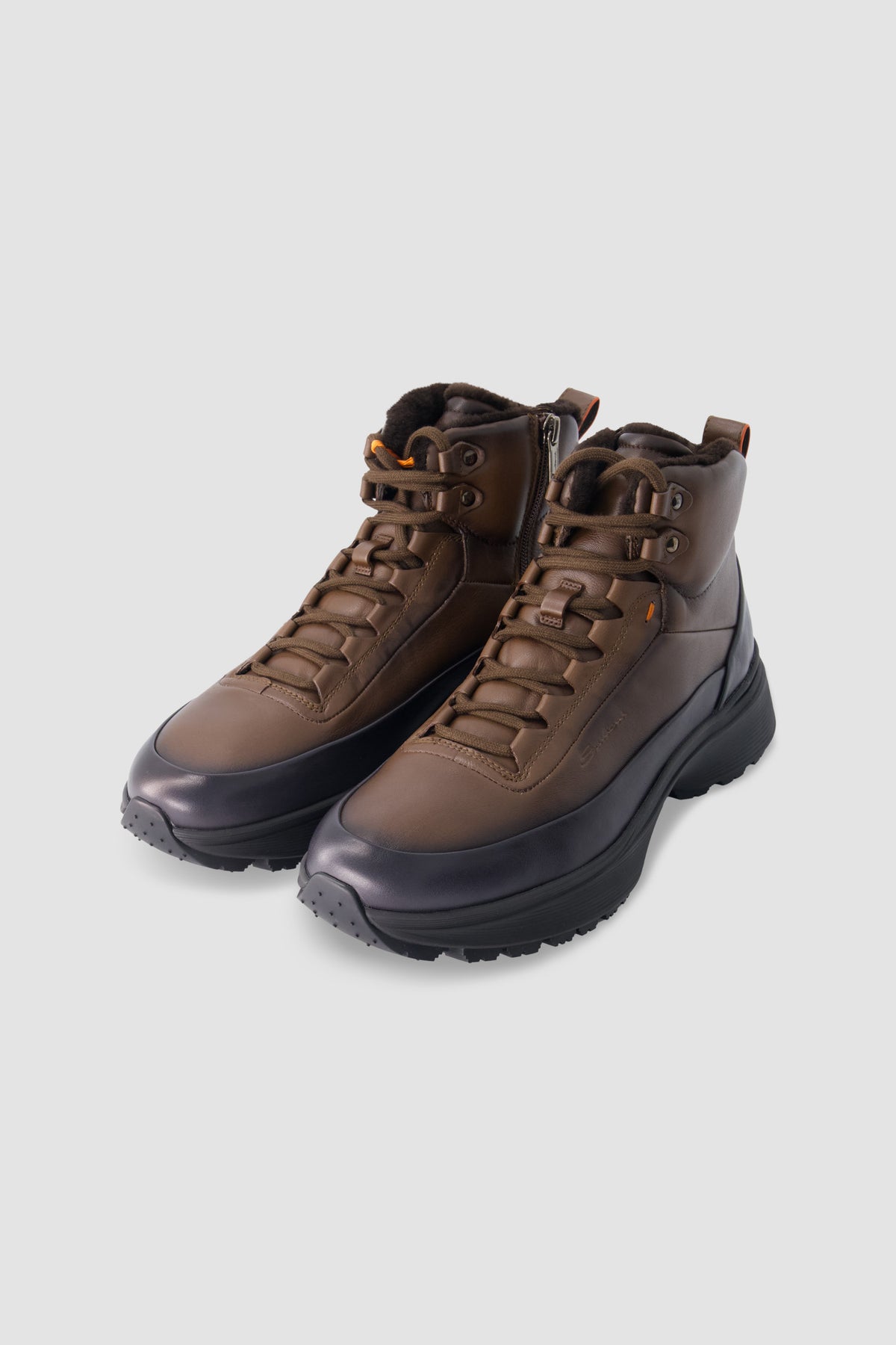 Santoni Brown Lace-Up Boots
