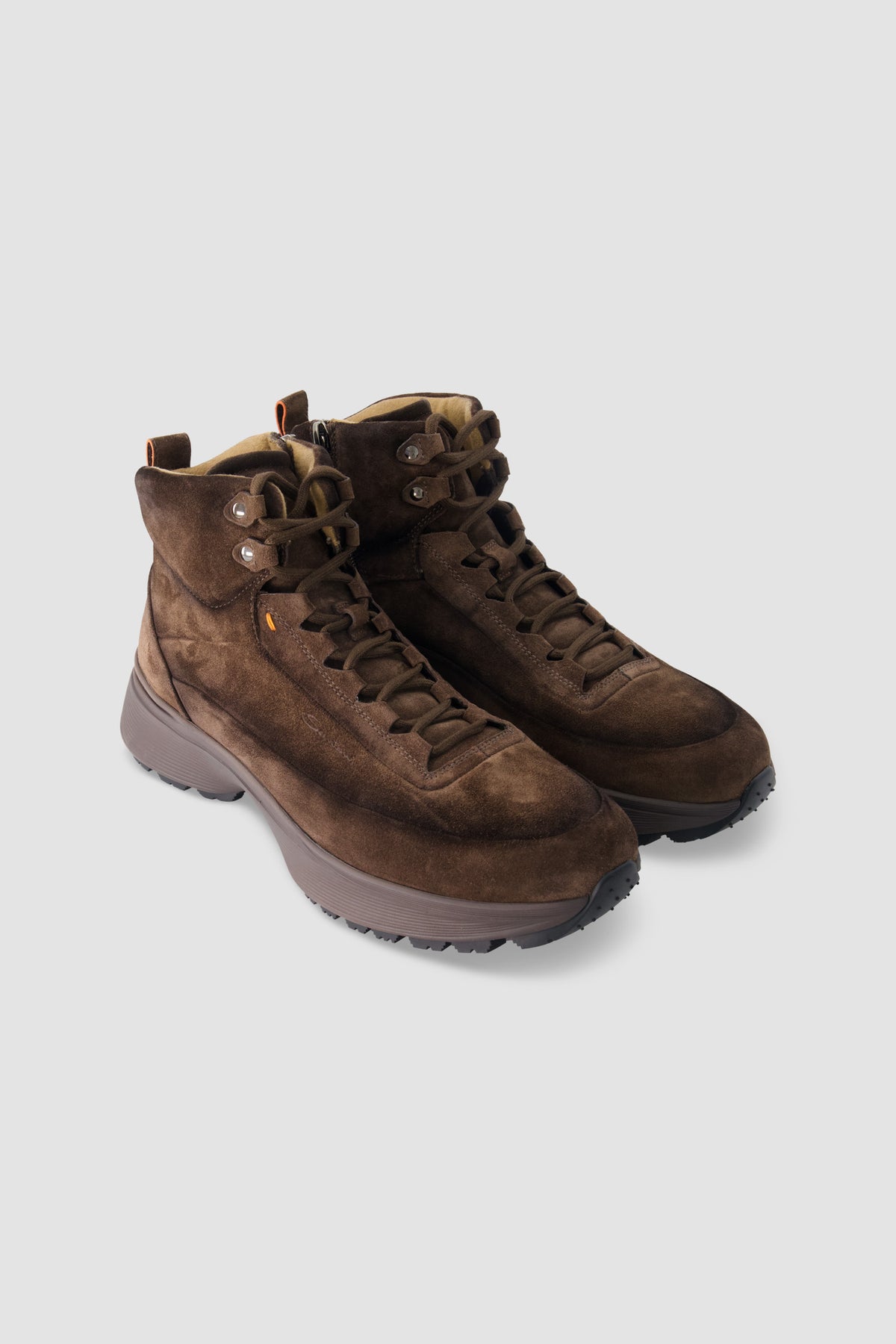Santoni Dark Brown Suede Lace-Up Boots