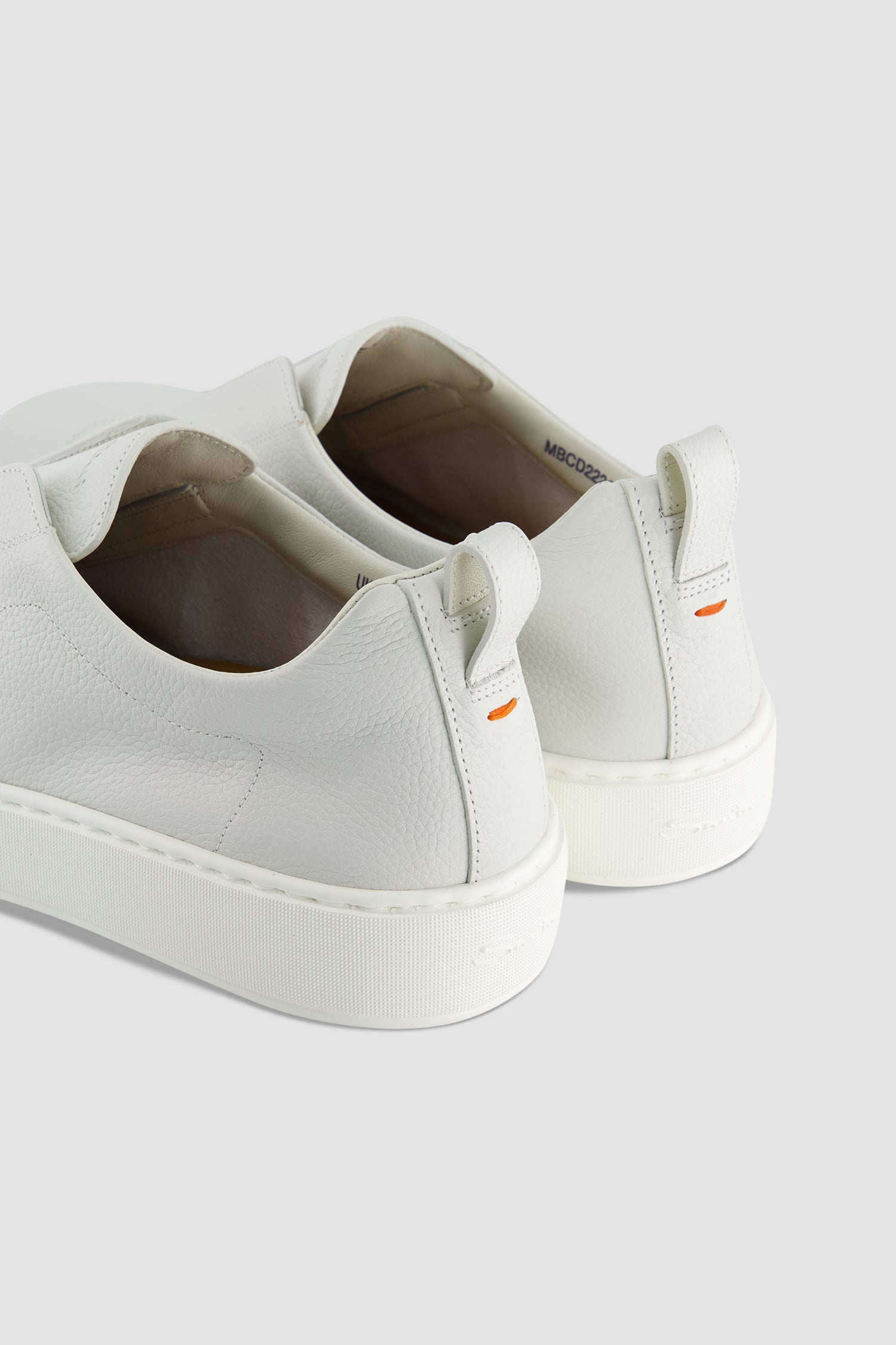 Santoni White Leather Slip-on Sneakers