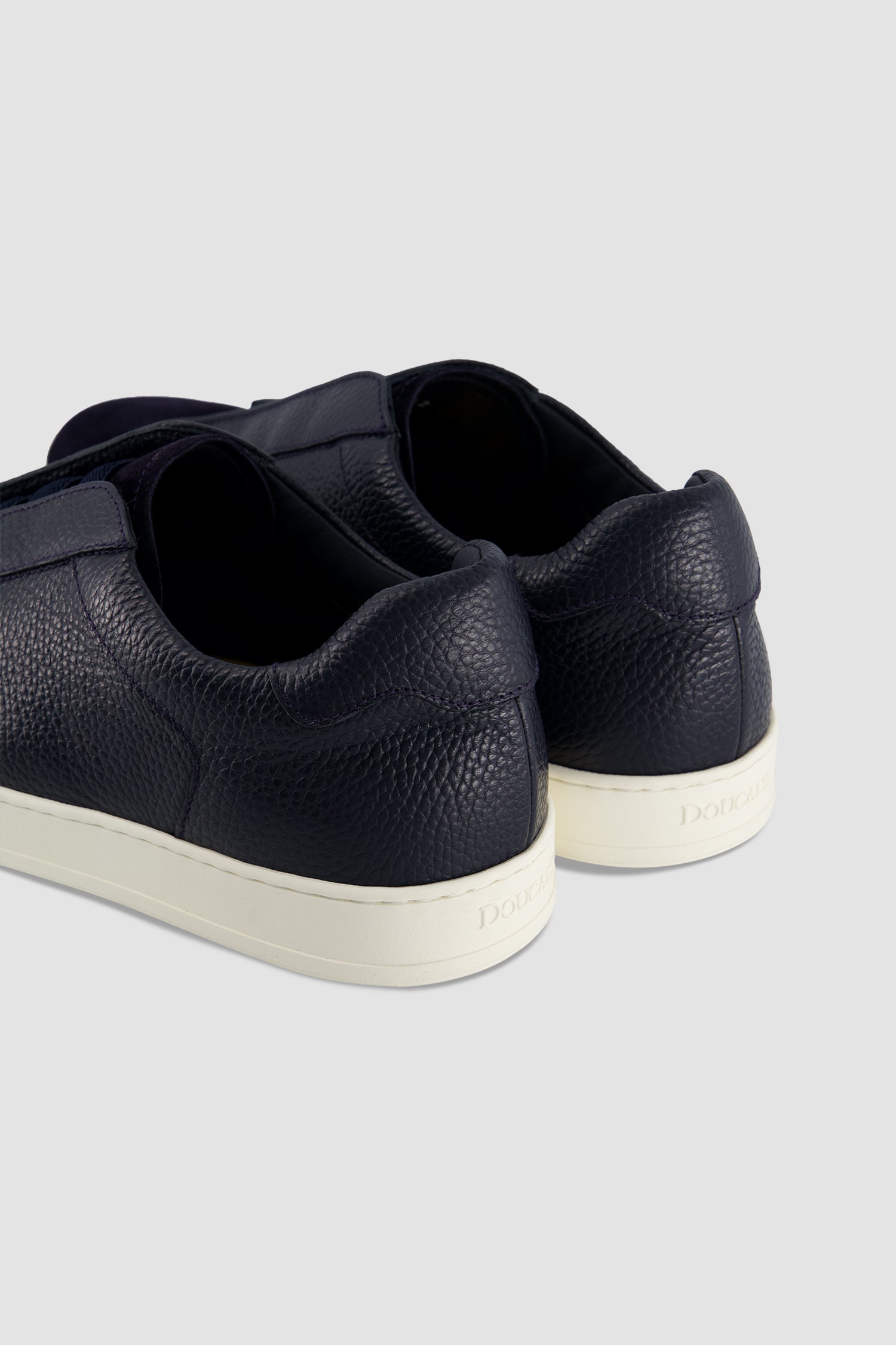 Doucal's Navy Suede & Pebbled Leather Slip-On Sneakers