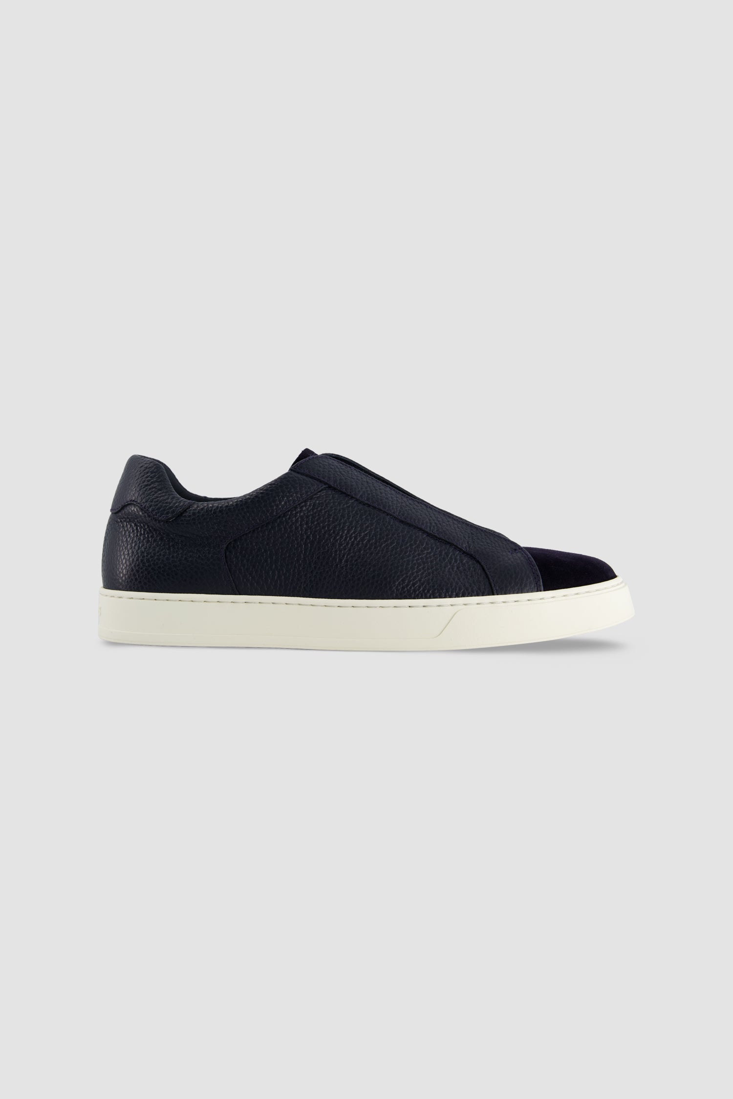 Santoni Navy Leather Slip-on Sneaker