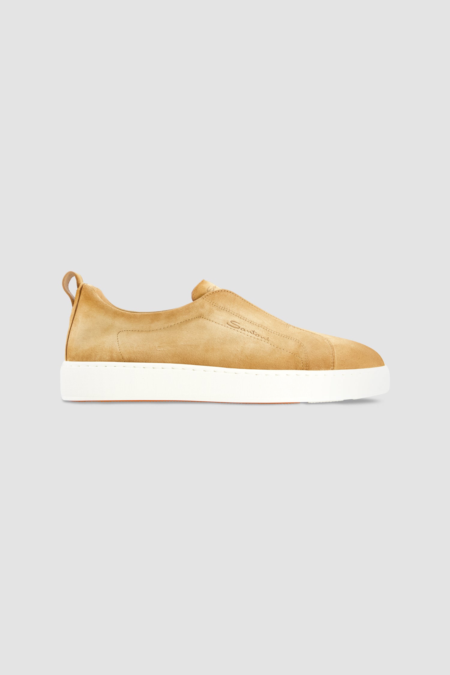 Santoni Tan Suede Slip-on Sneaker