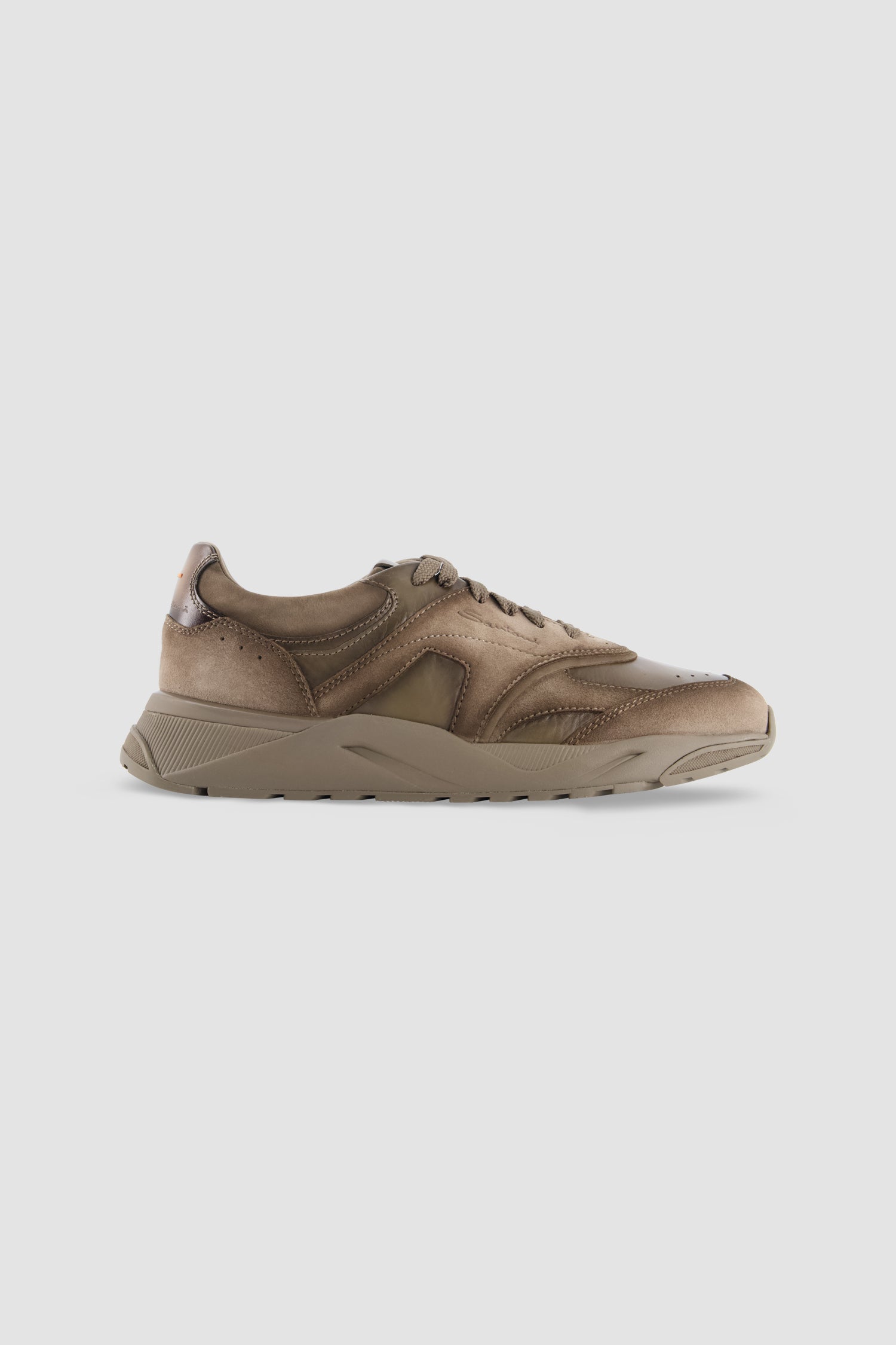 Santoni Brown Suede/Leather Sneaker