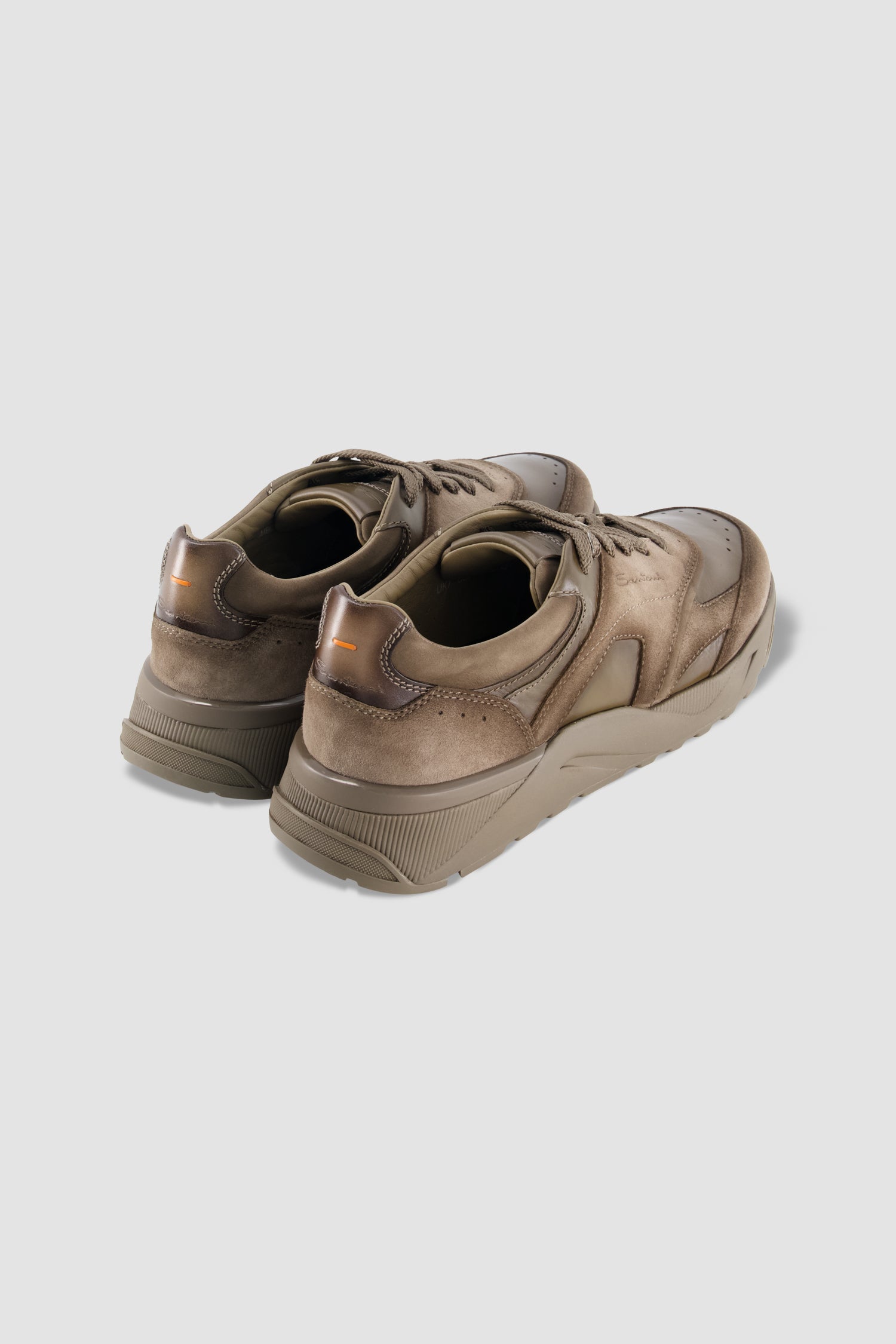Santoni Brown Suede/Leather Sneaker