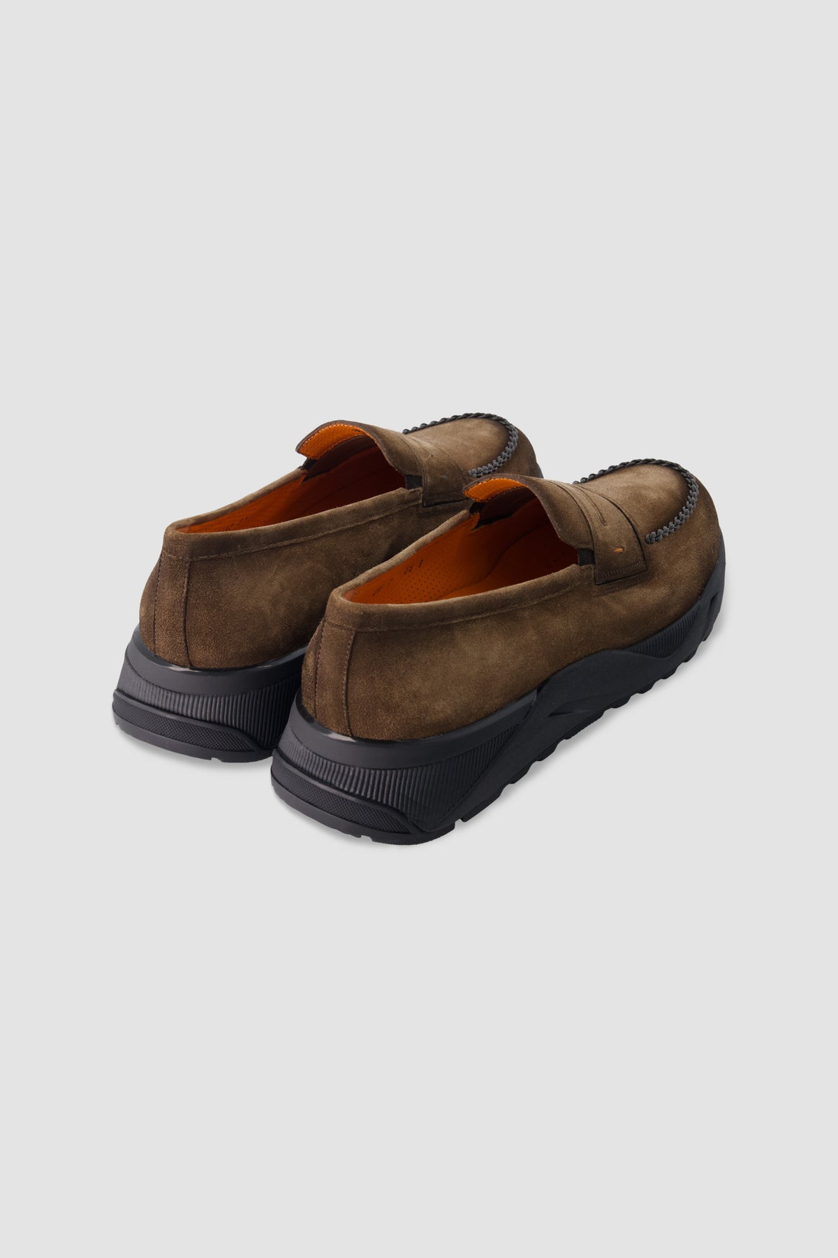 Santoni Light Brown Suede Penny Loafers