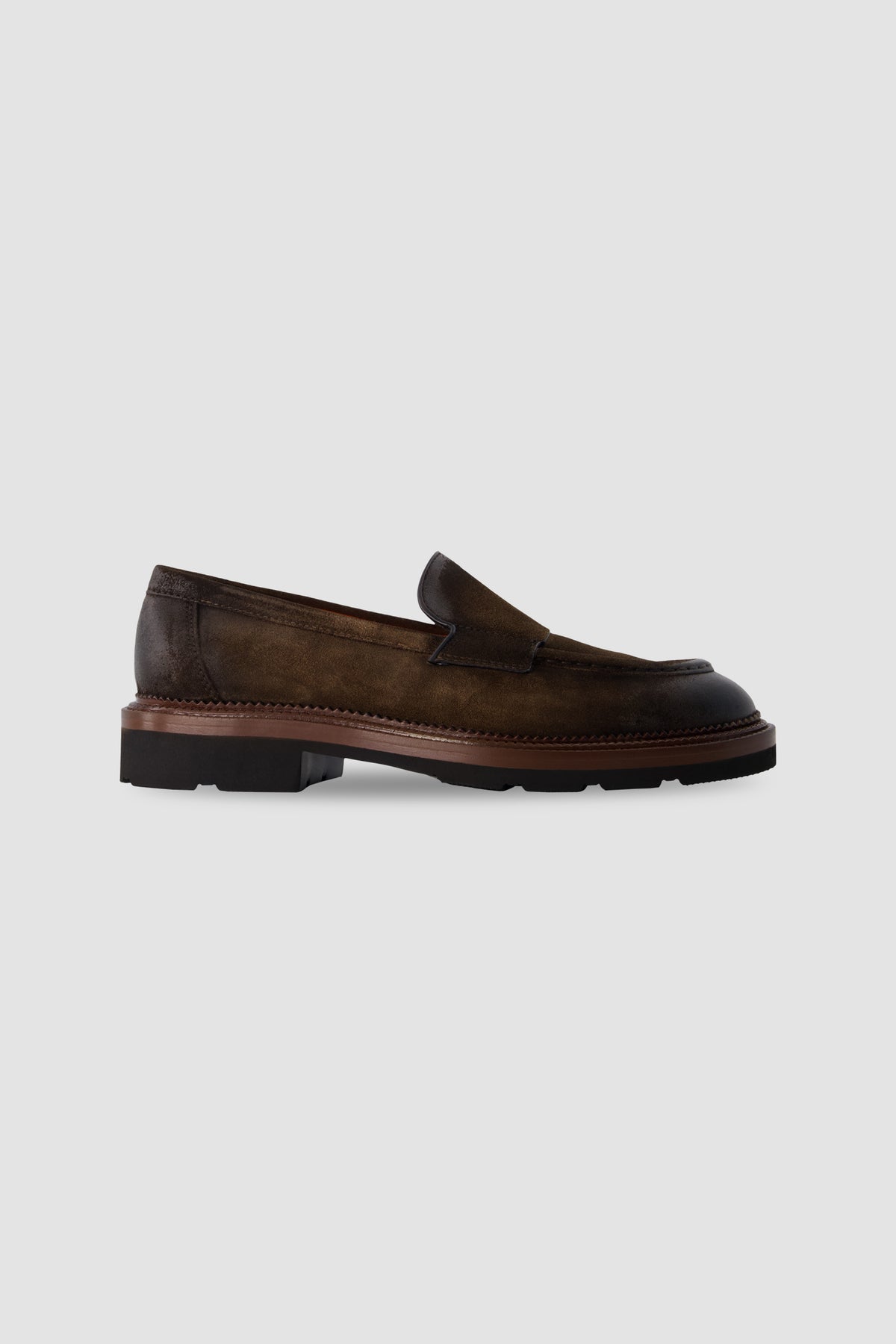 Santoni Brown Suede Loafes