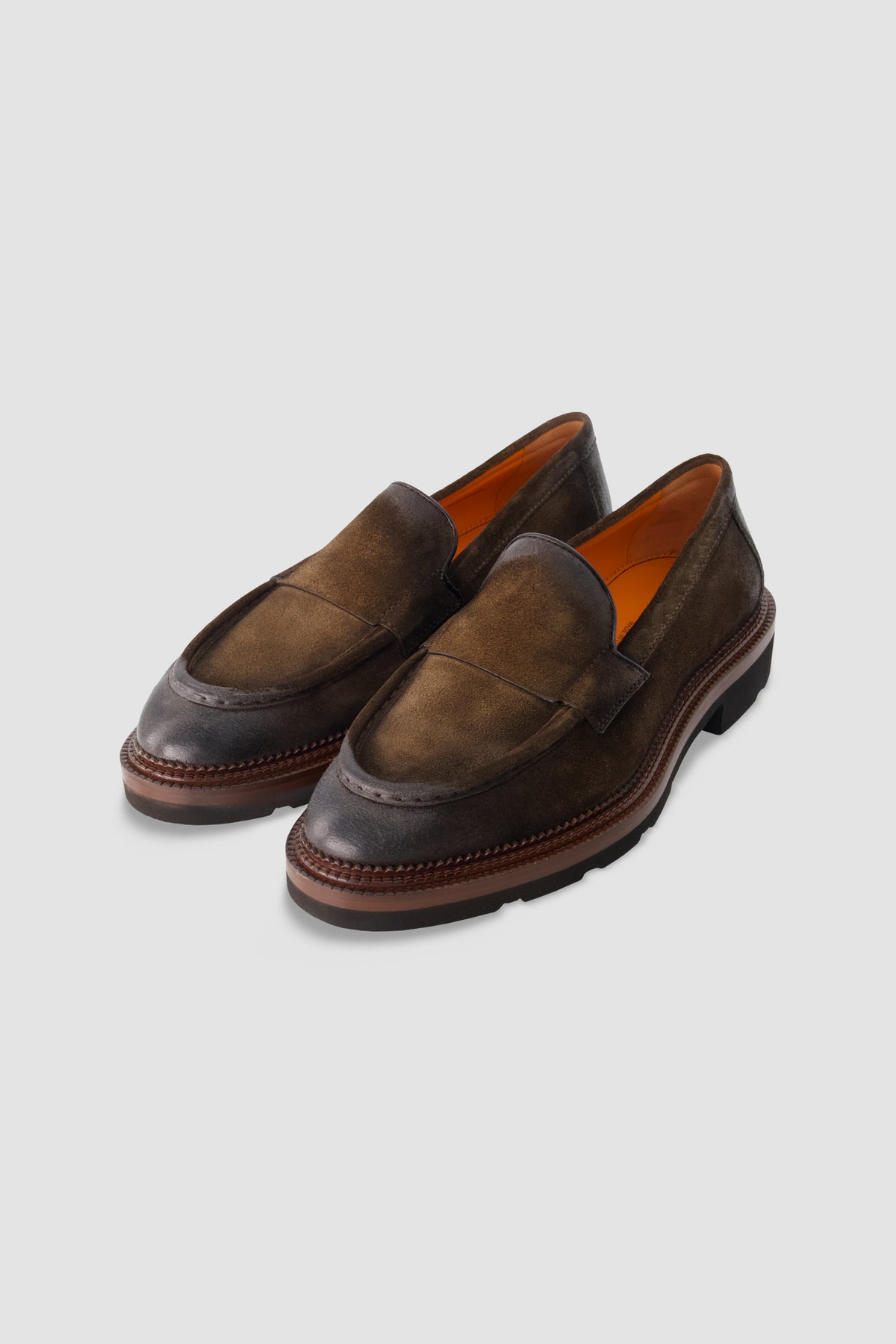 Santoni Brown Suede Loafes