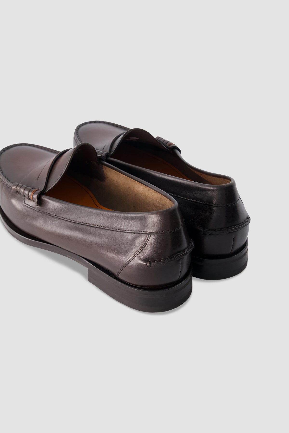 Santoni Brown Leather Penny Loafers