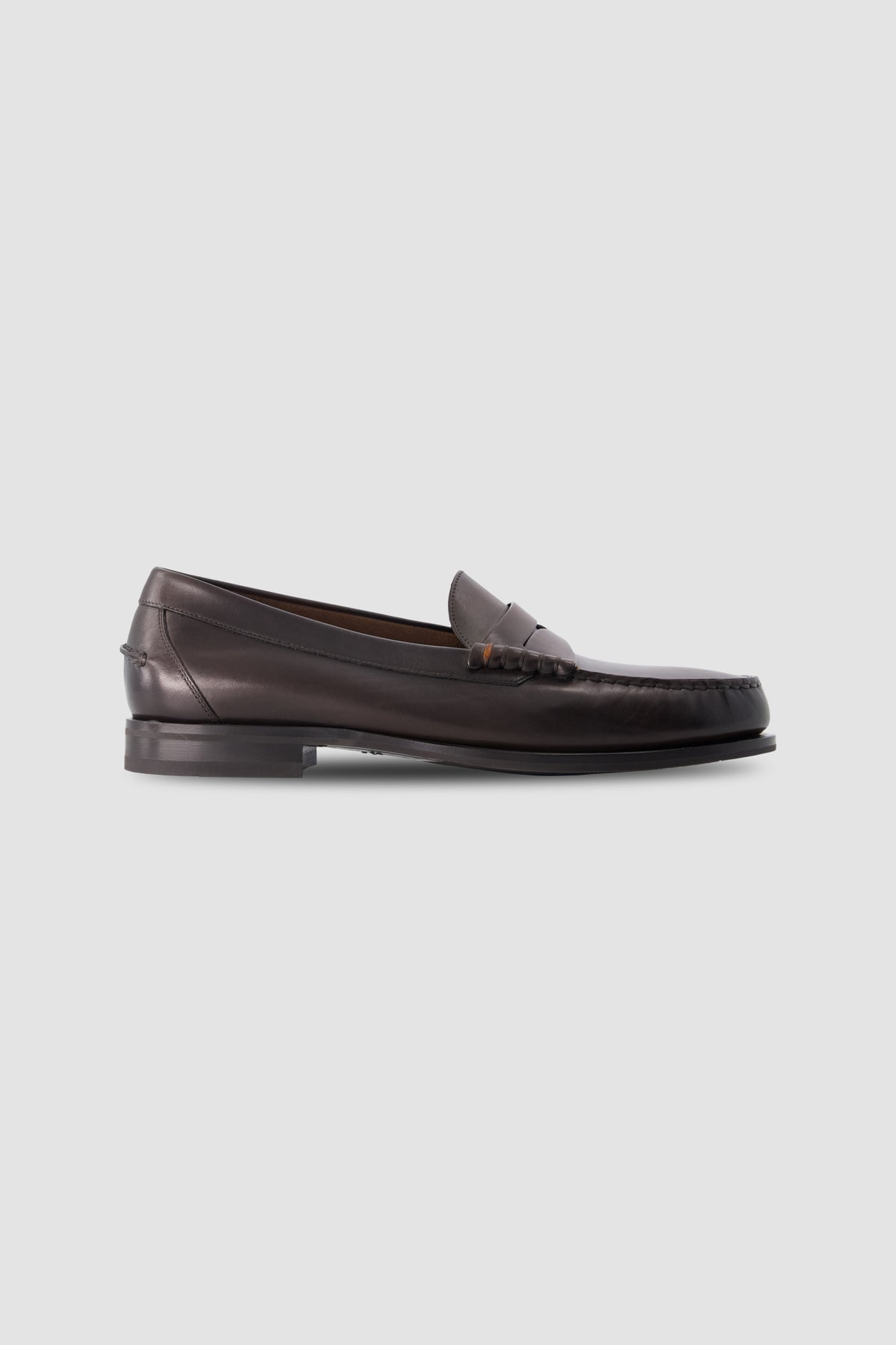Santoni Brown Leather Penny Loafers