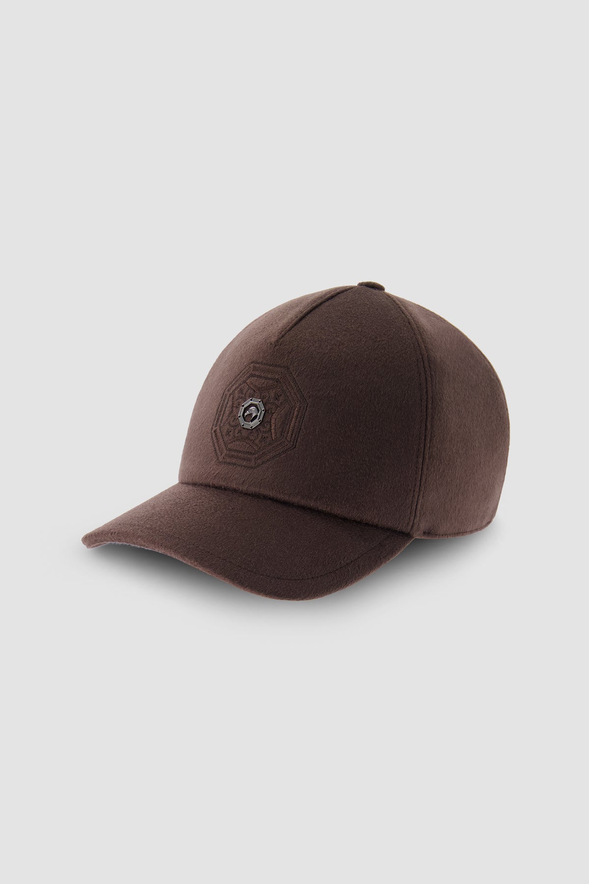 Stefano Ricci Brown Wool Embroidered Baseball Hat