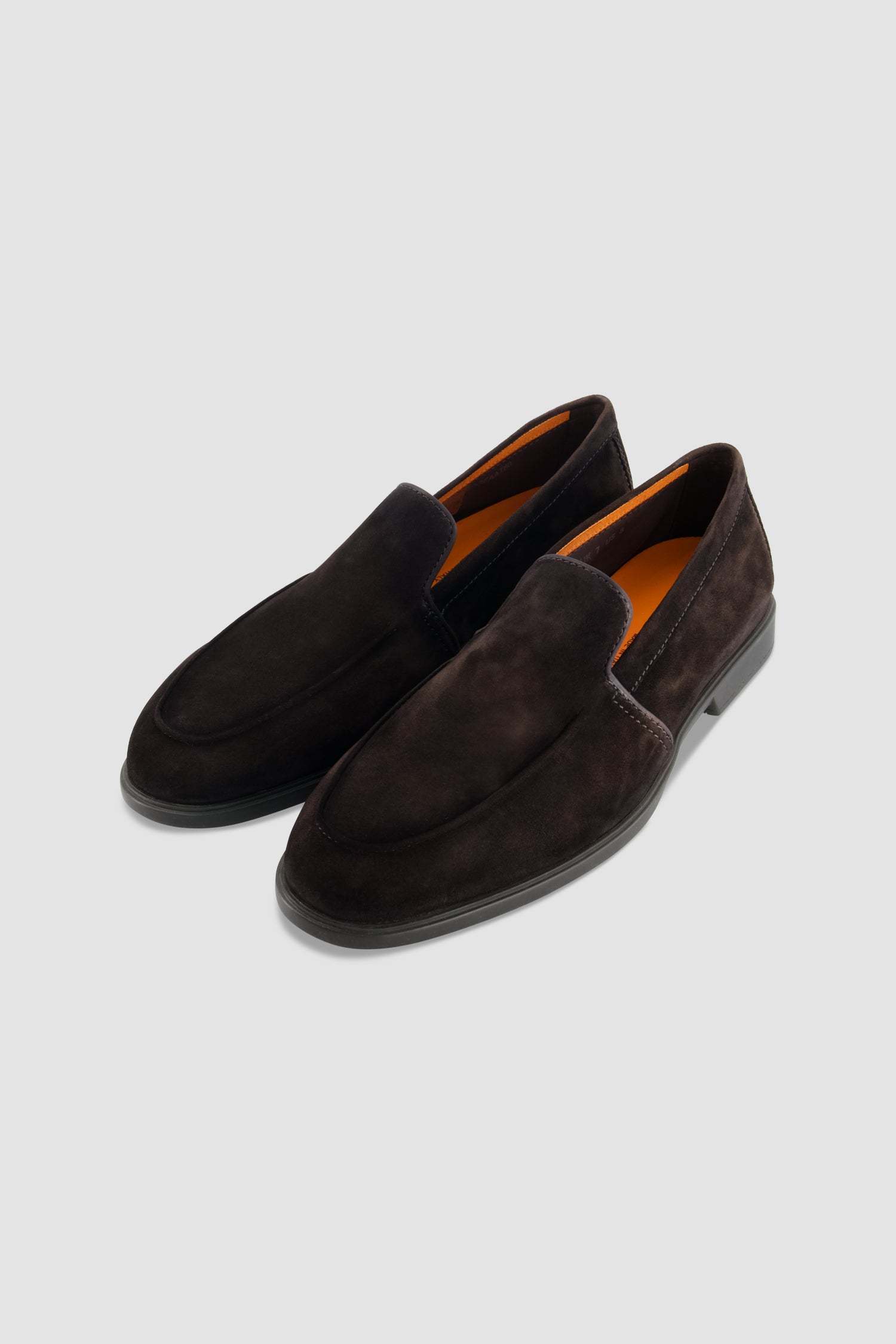 Santoni Brown Suede Slip-on Loafers