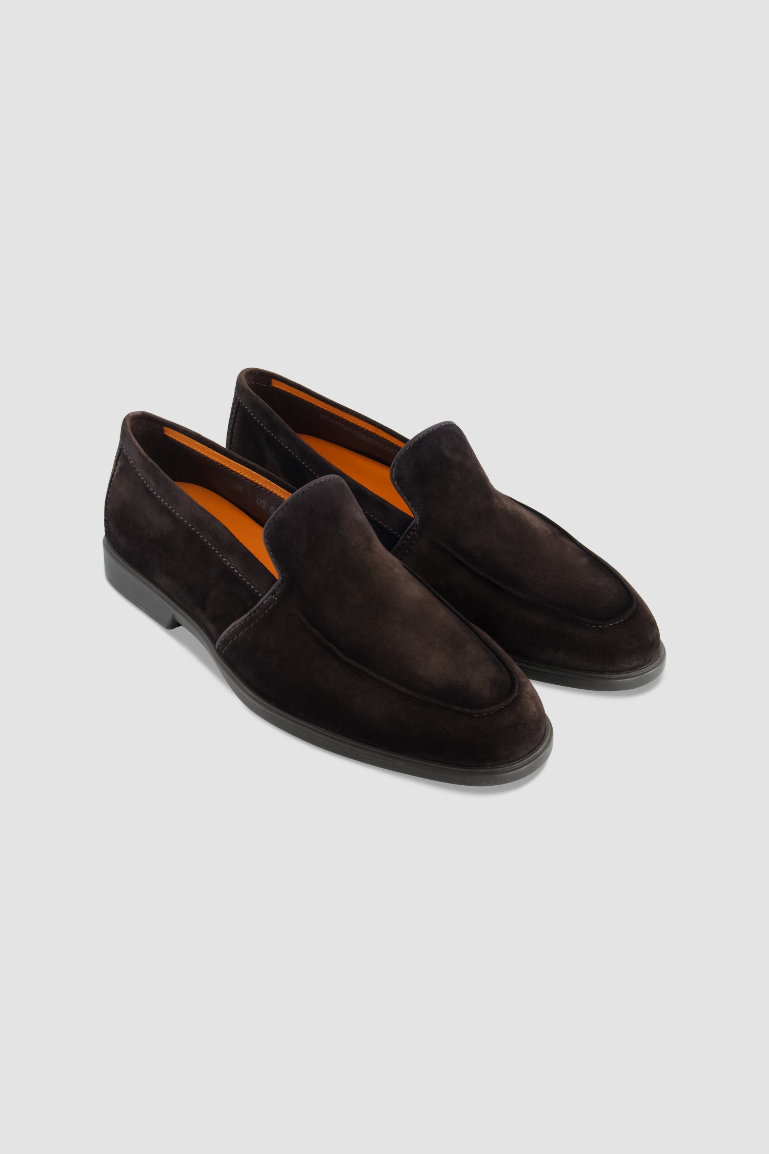 Santoni Brown Suede Slip-on Loafers