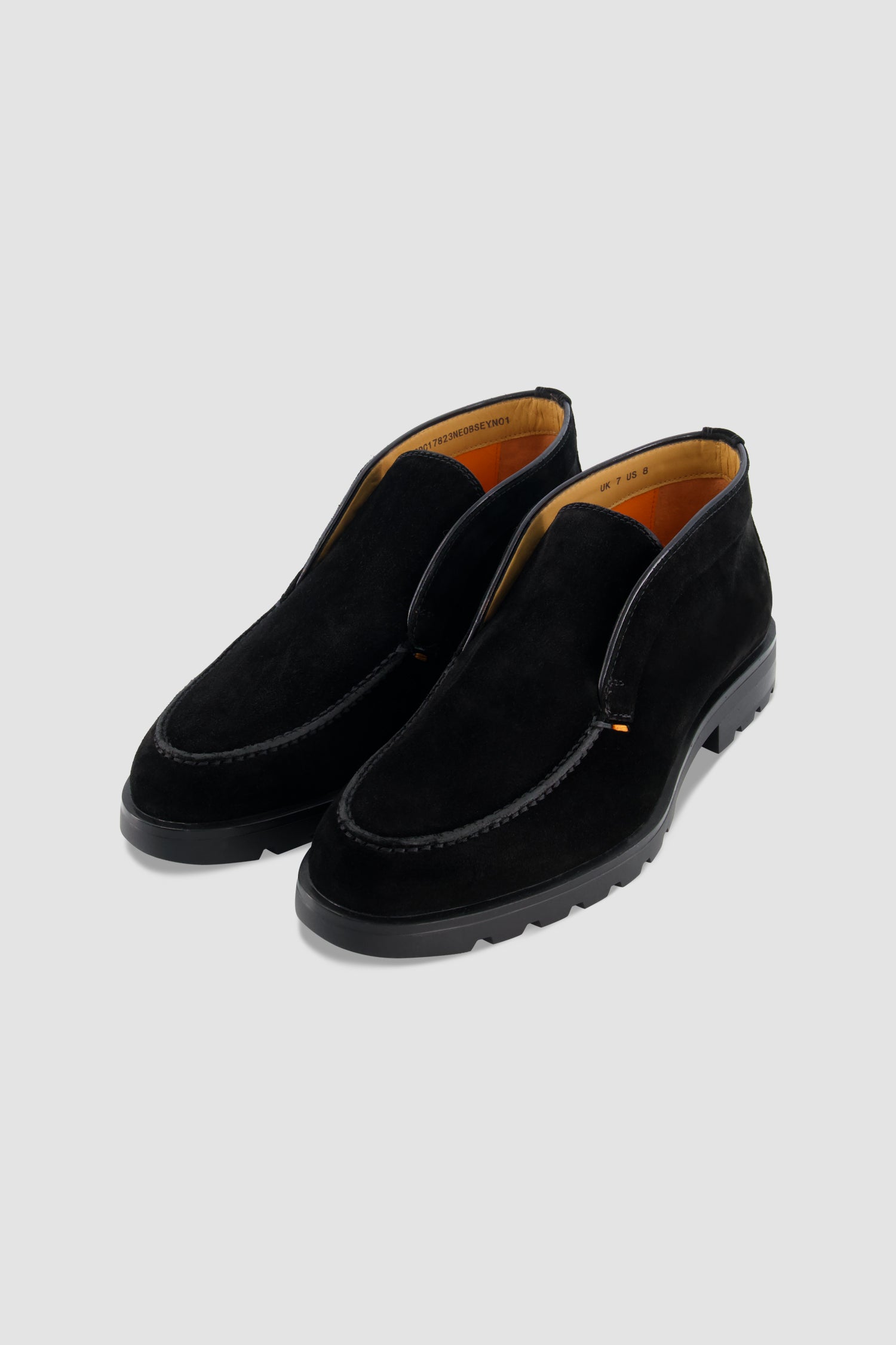 Santoni Black Suede Slip-On Chukka Boot