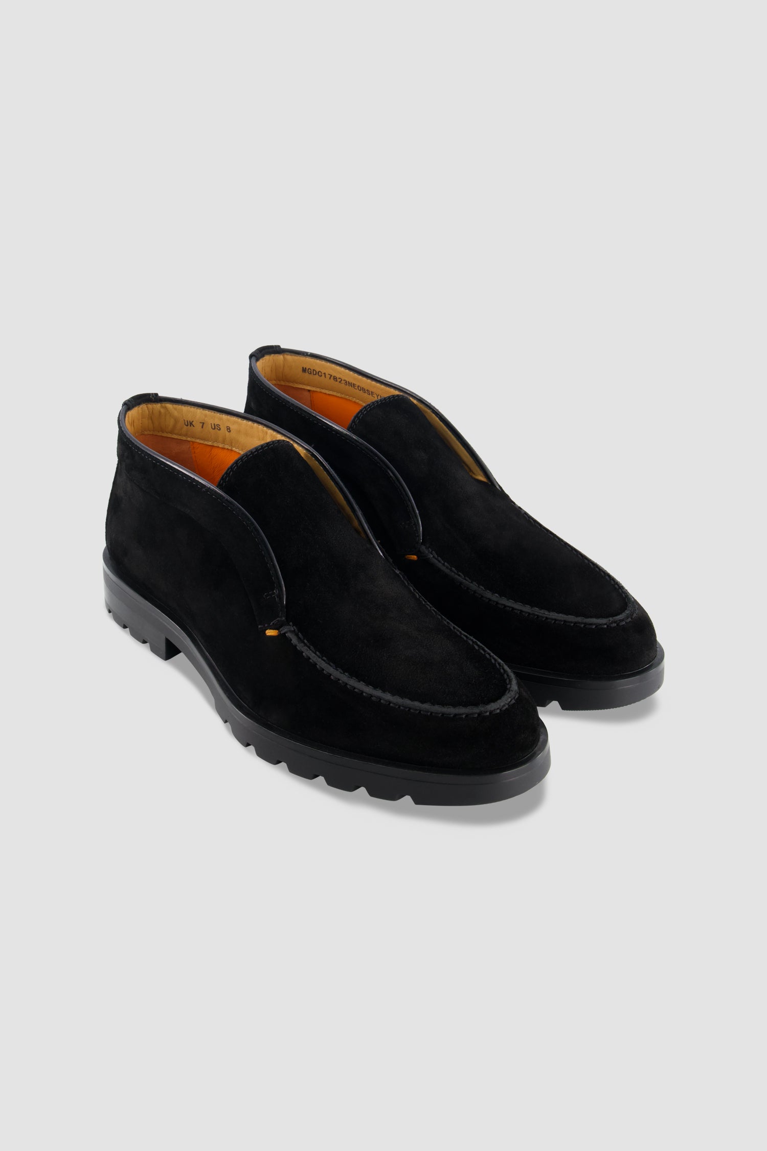 Santoni Black Suede Slip-On Chukka Boot