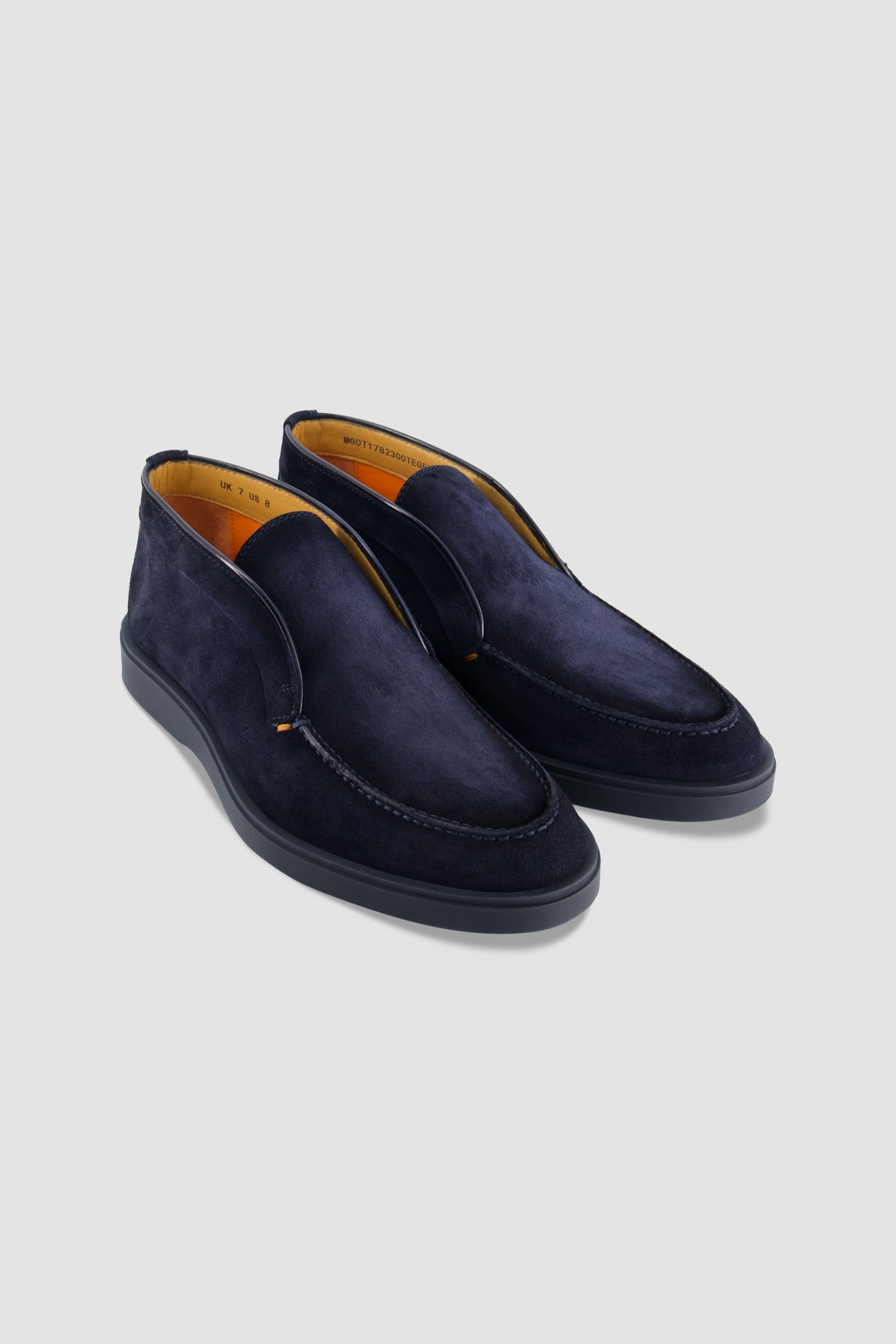 Santoni Navy Suede Slip-On Chukka Boot