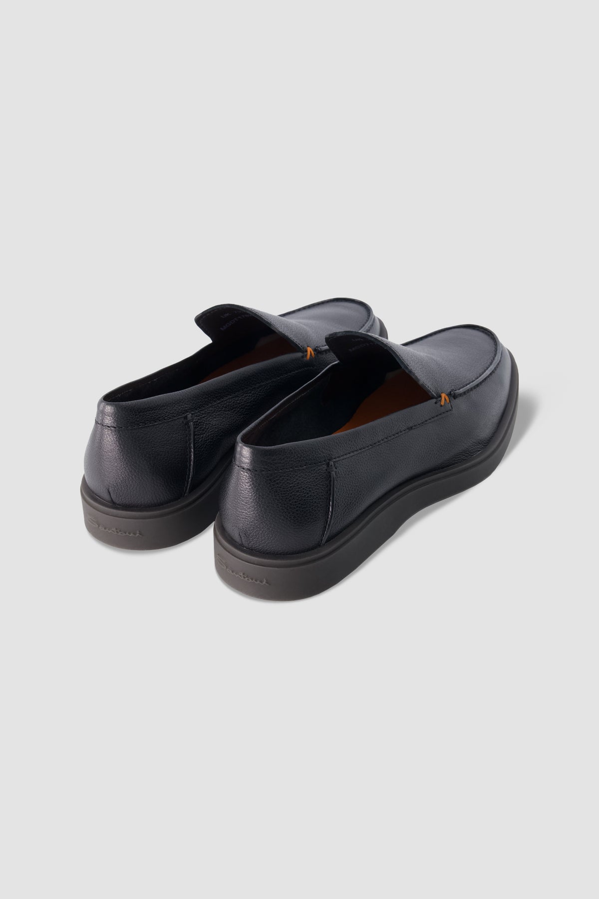 Santoni Black Leather Loafers
