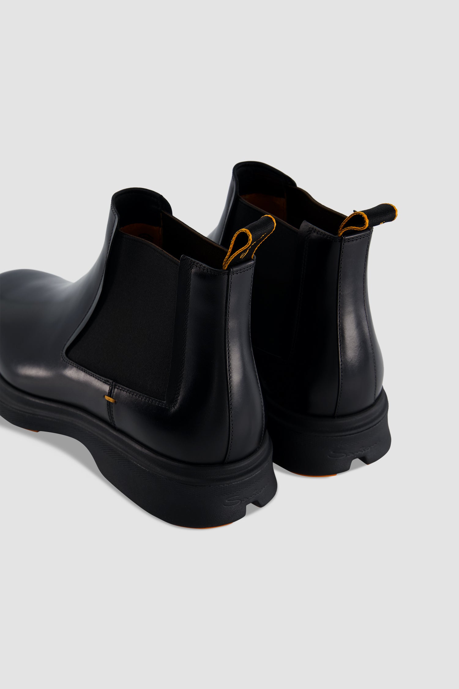 Santoni Black Leather Chelsea Boots