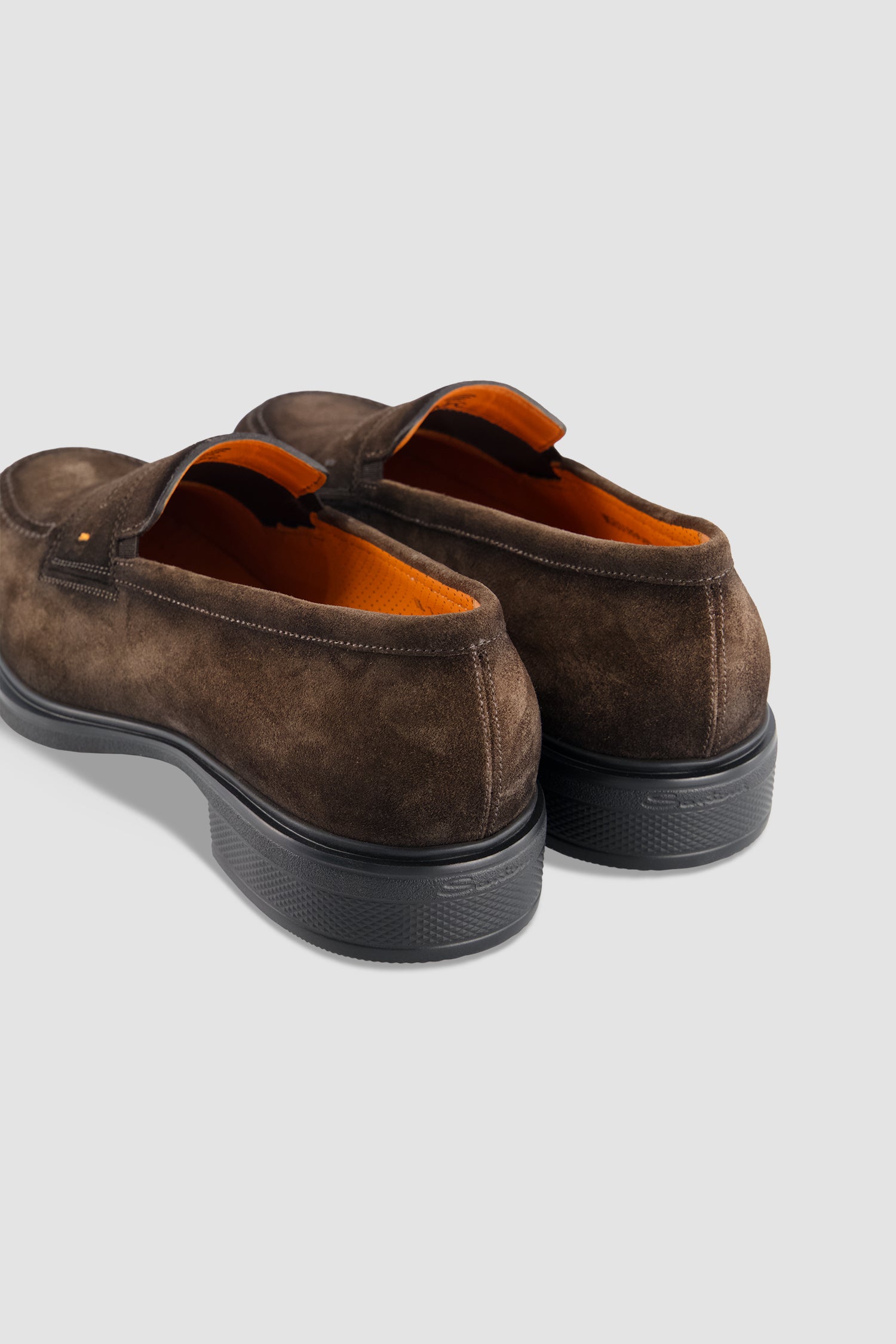 Santoni Brown Suede Penny Loafer