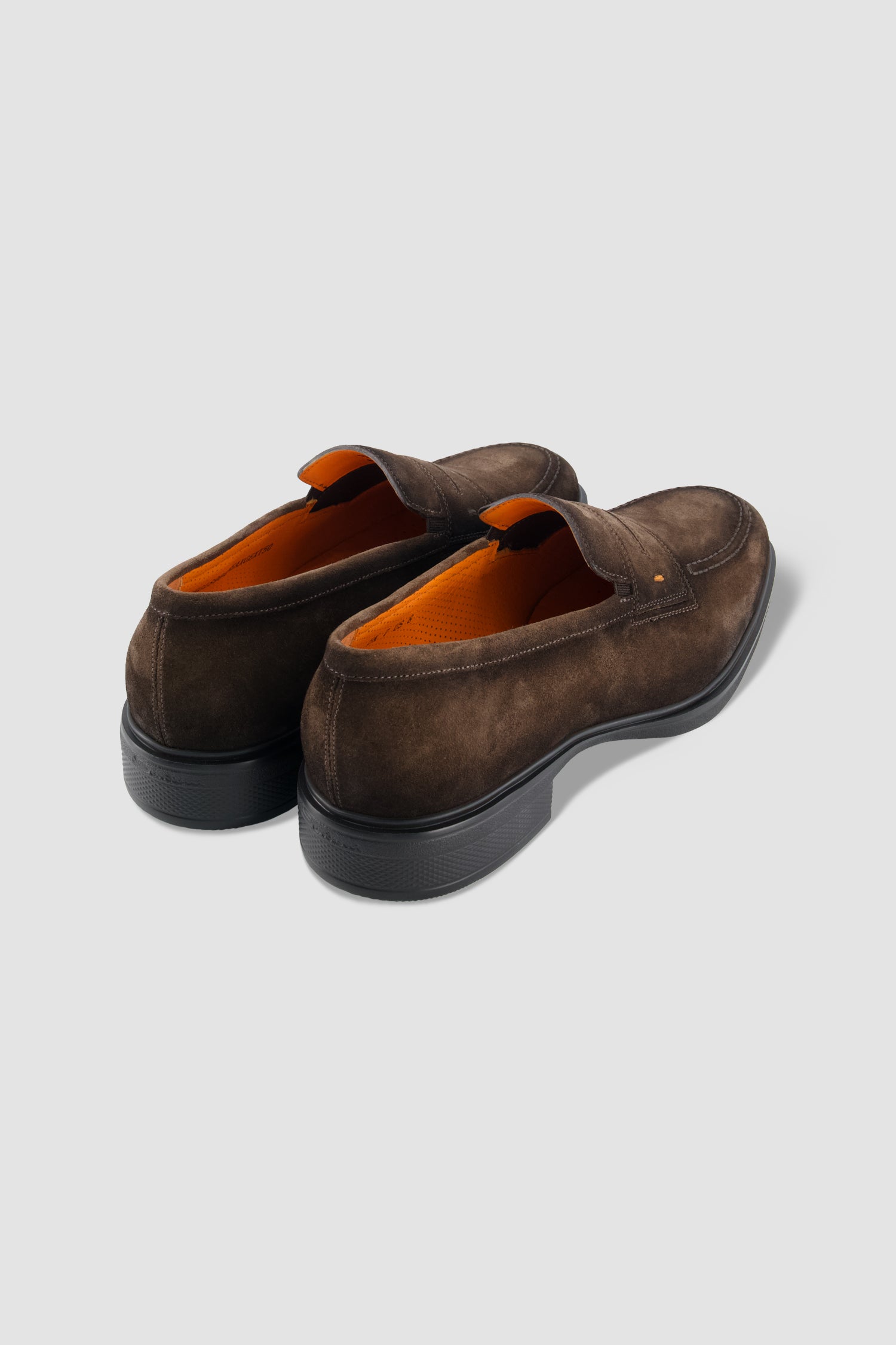 Santoni Brown Suede Penny Loafer