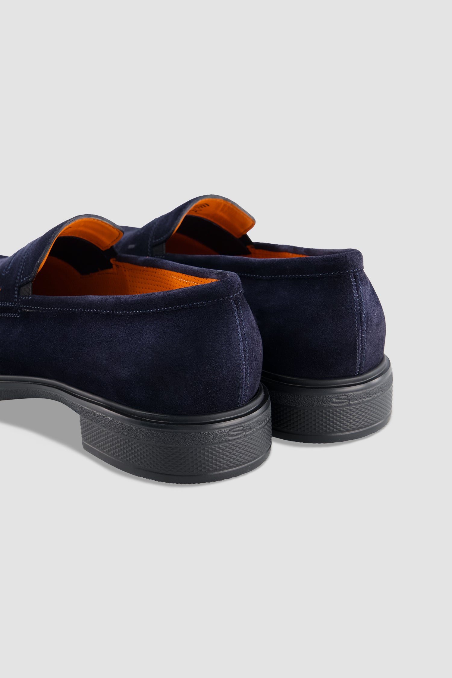 Santoni Navy Suede Penny Loafer