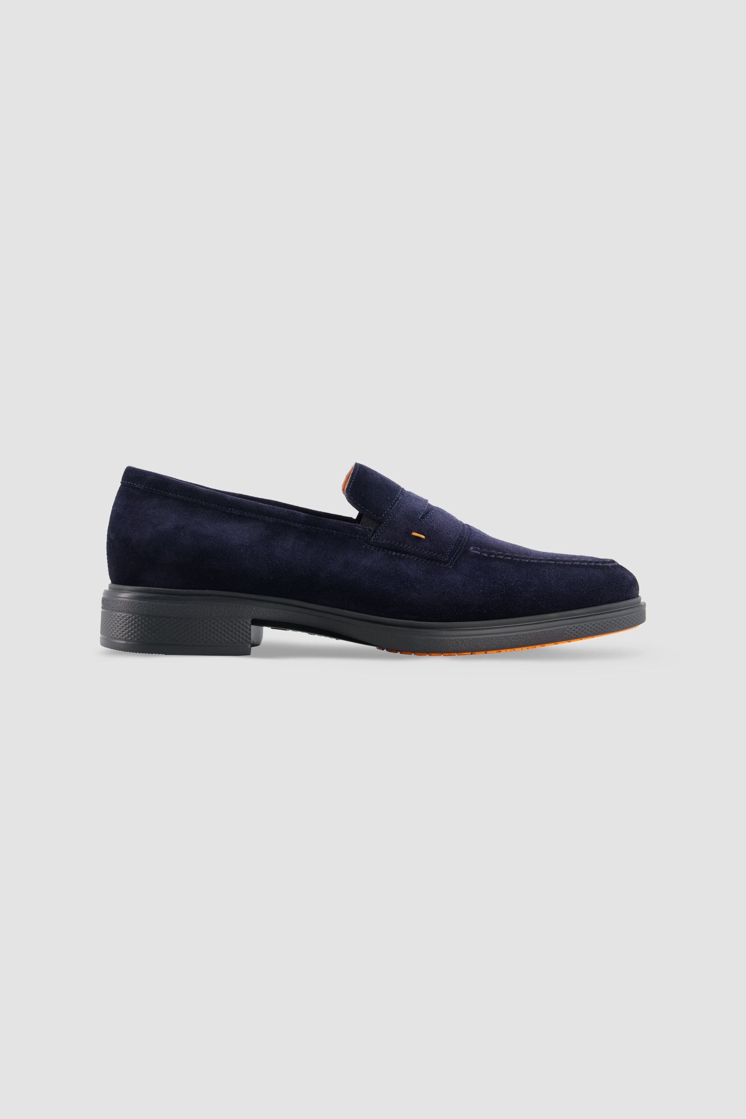 Santoni Navy Suede Penny Loafer