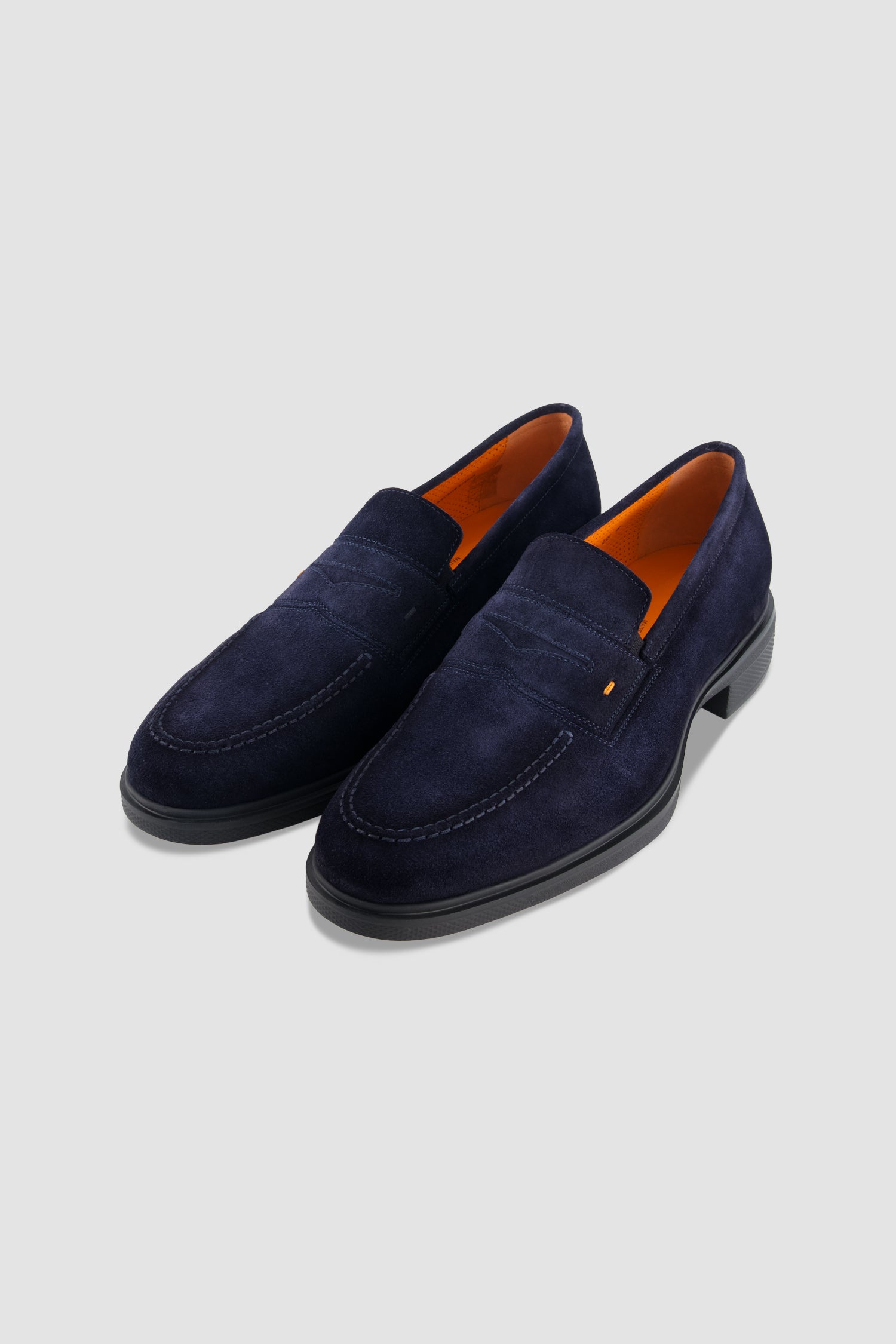 Santoni Navy Suede Penny Loafer