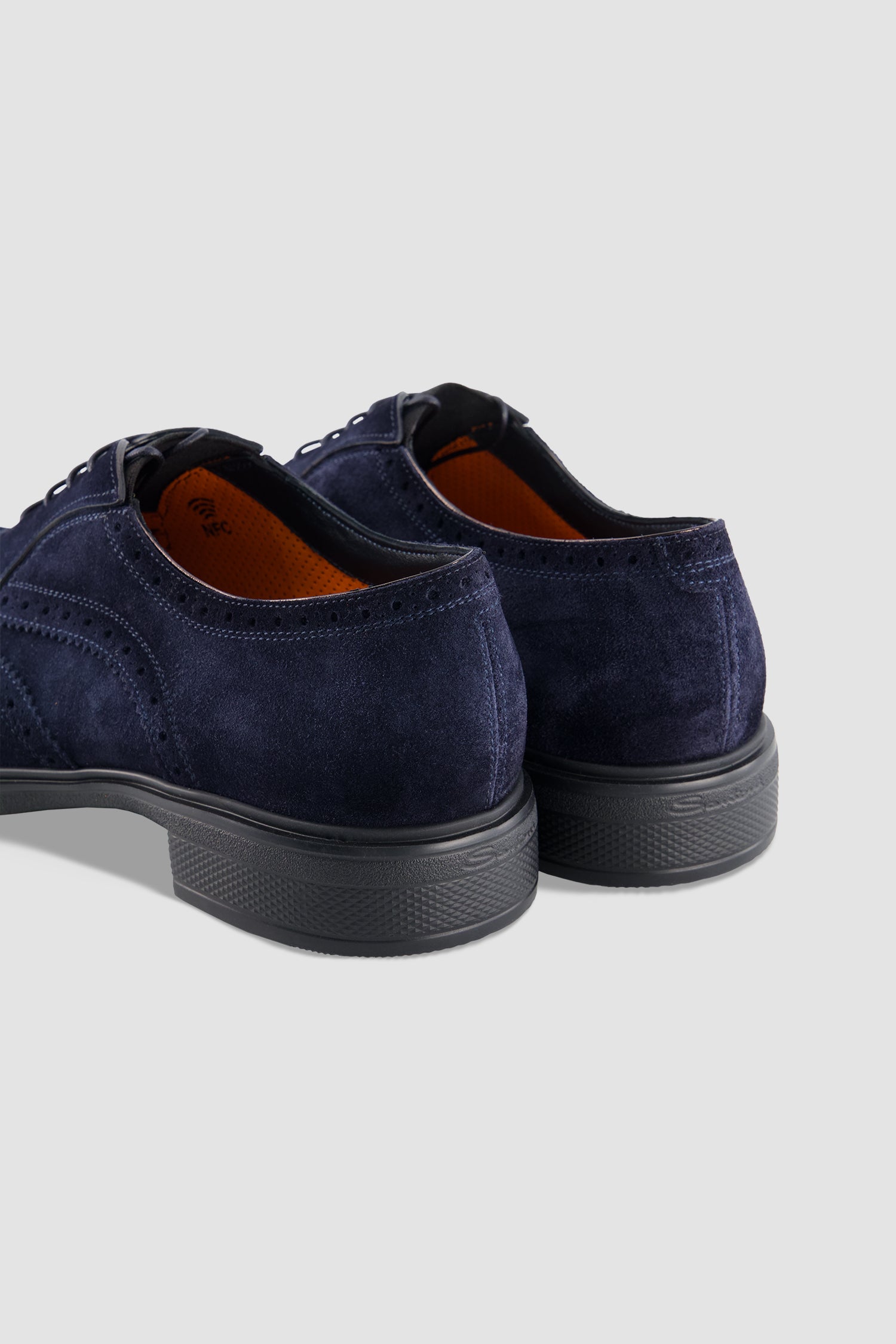 Santoni Navy Suede Derby Shoes