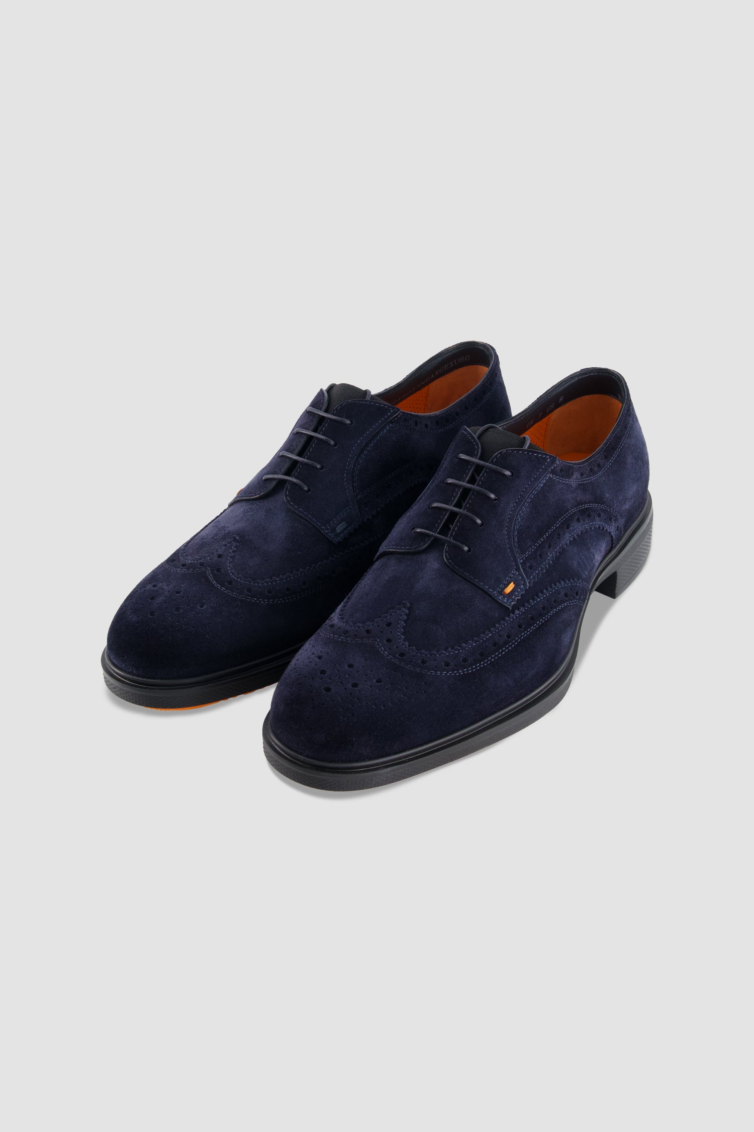 Santoni Navy Suede Derby Shoes