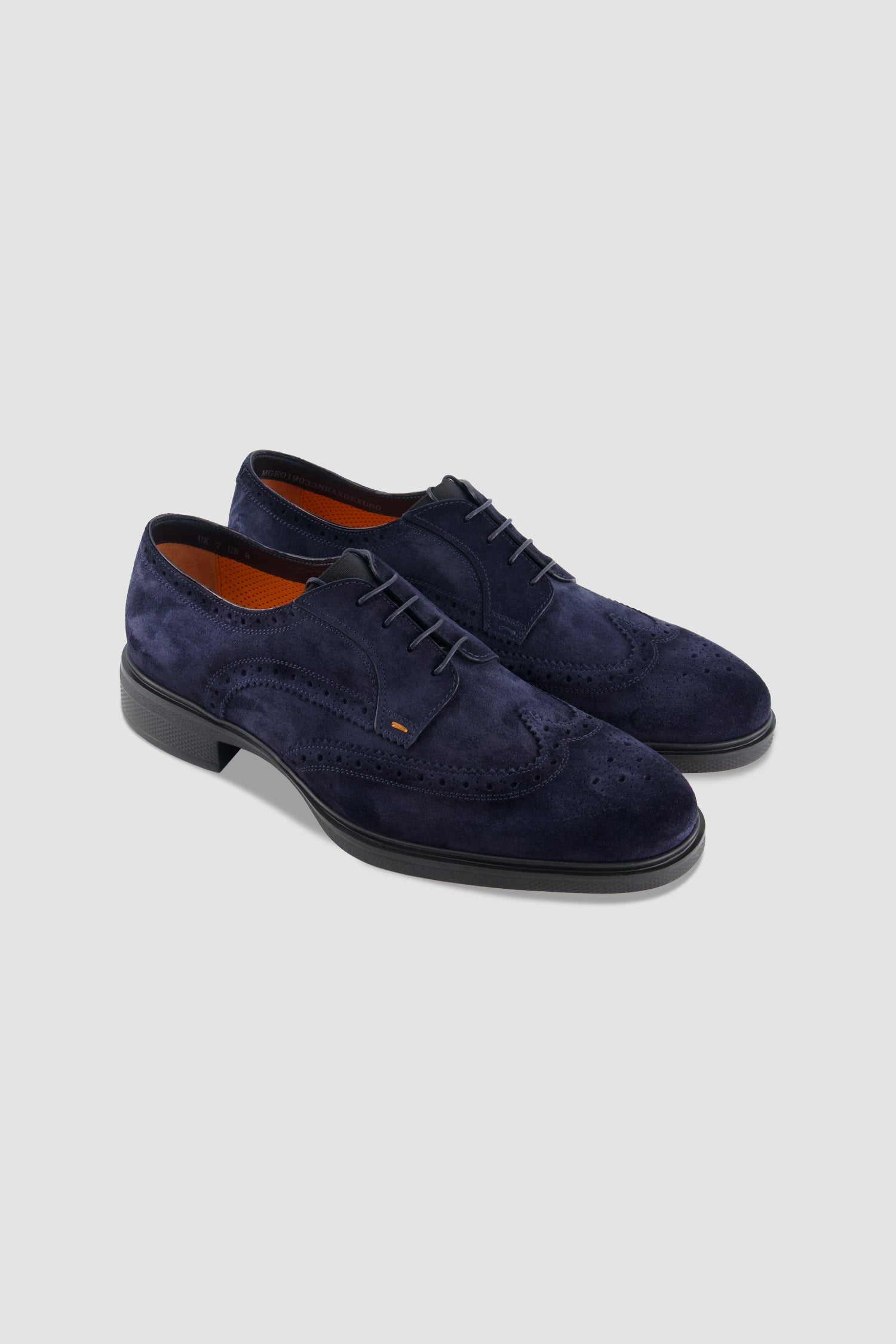Santoni Navy Suede Derby Shoes