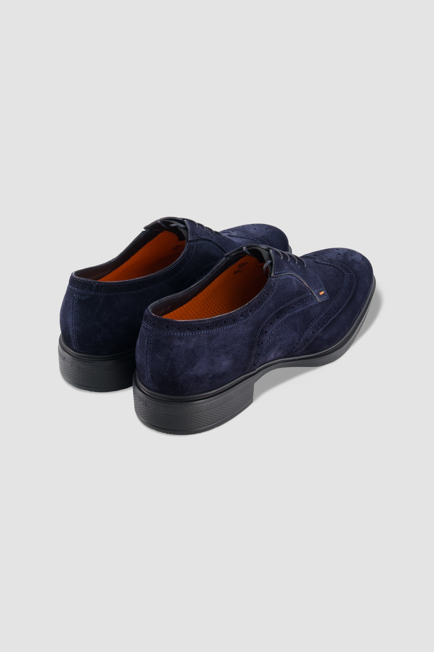 Santoni Navy Suede Derby Shoes