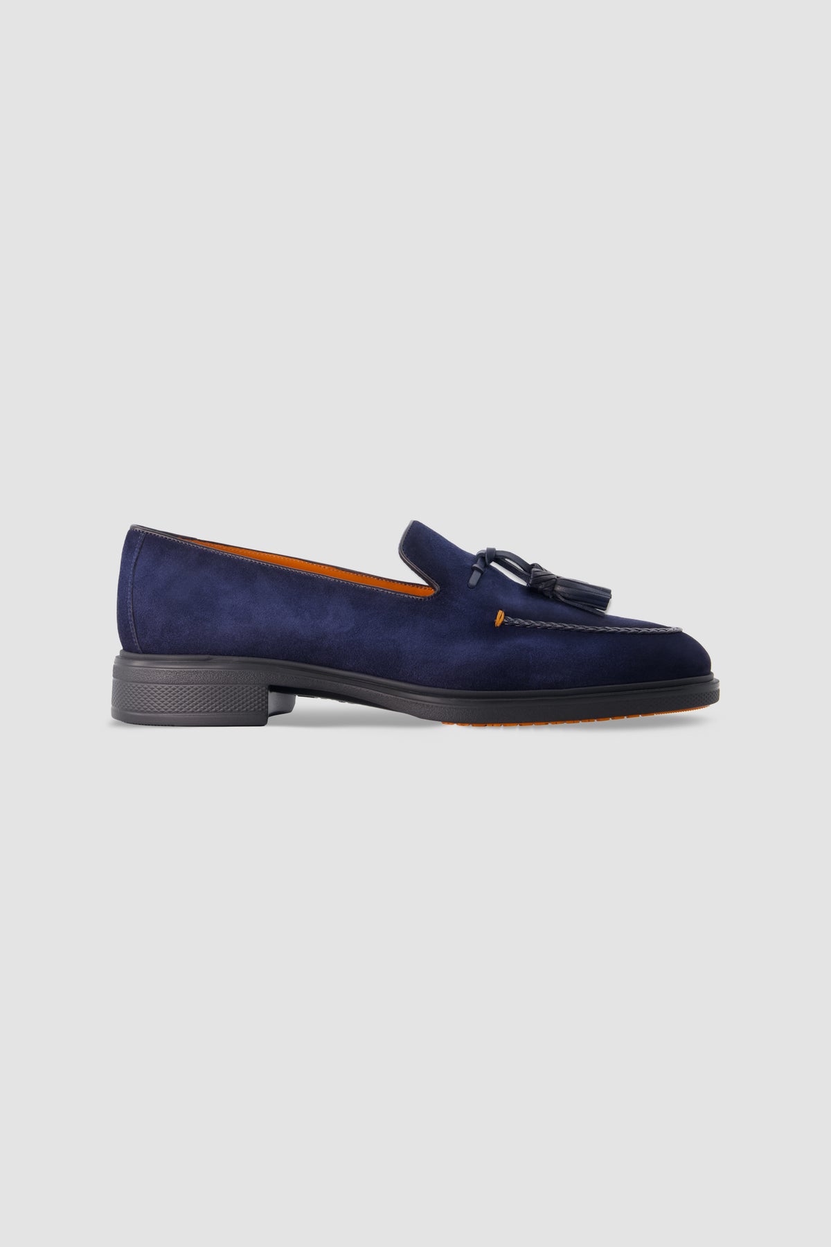 Santoni Navy Suede Tassel Loafers