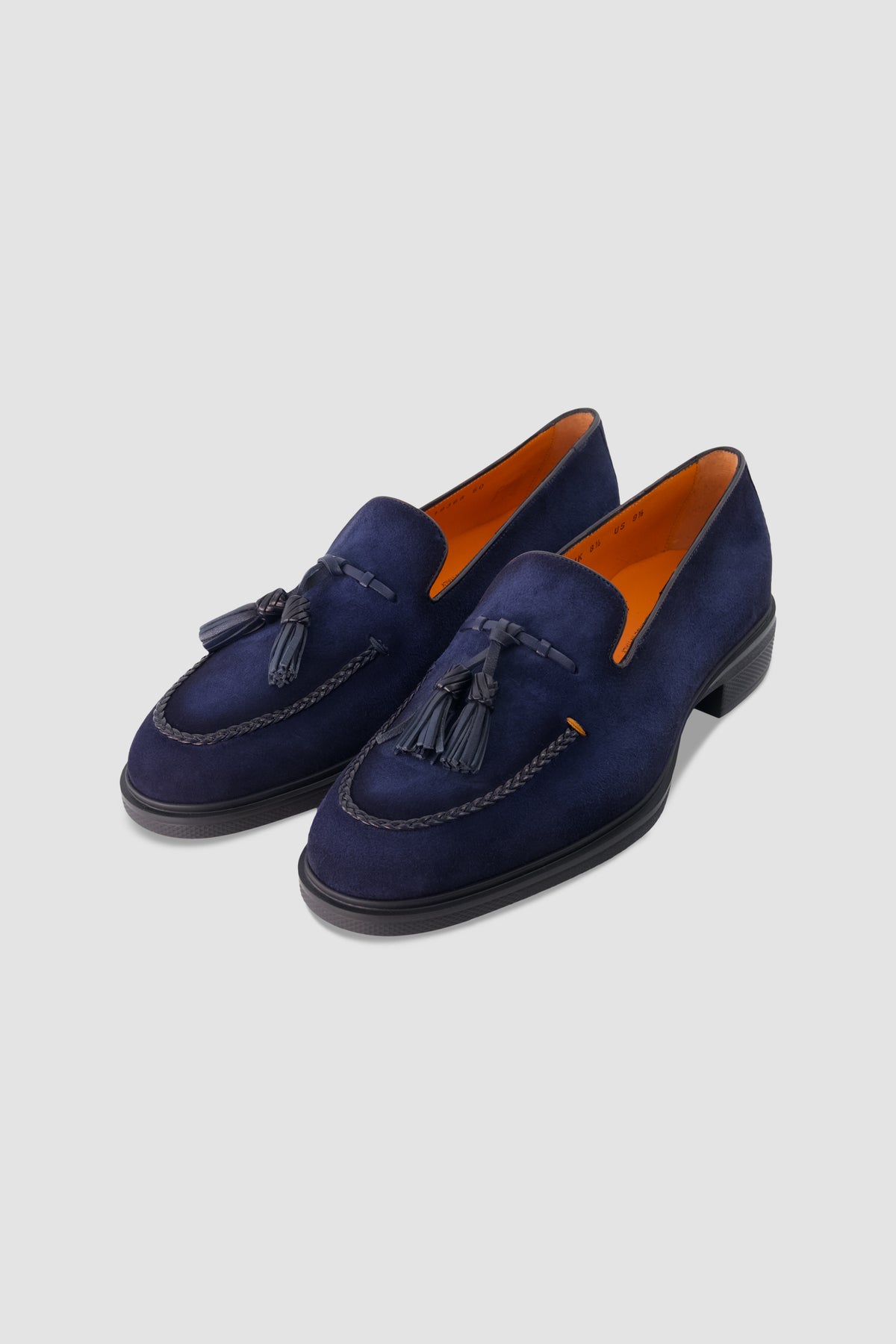Santoni Navy Suede Tassel Loafers