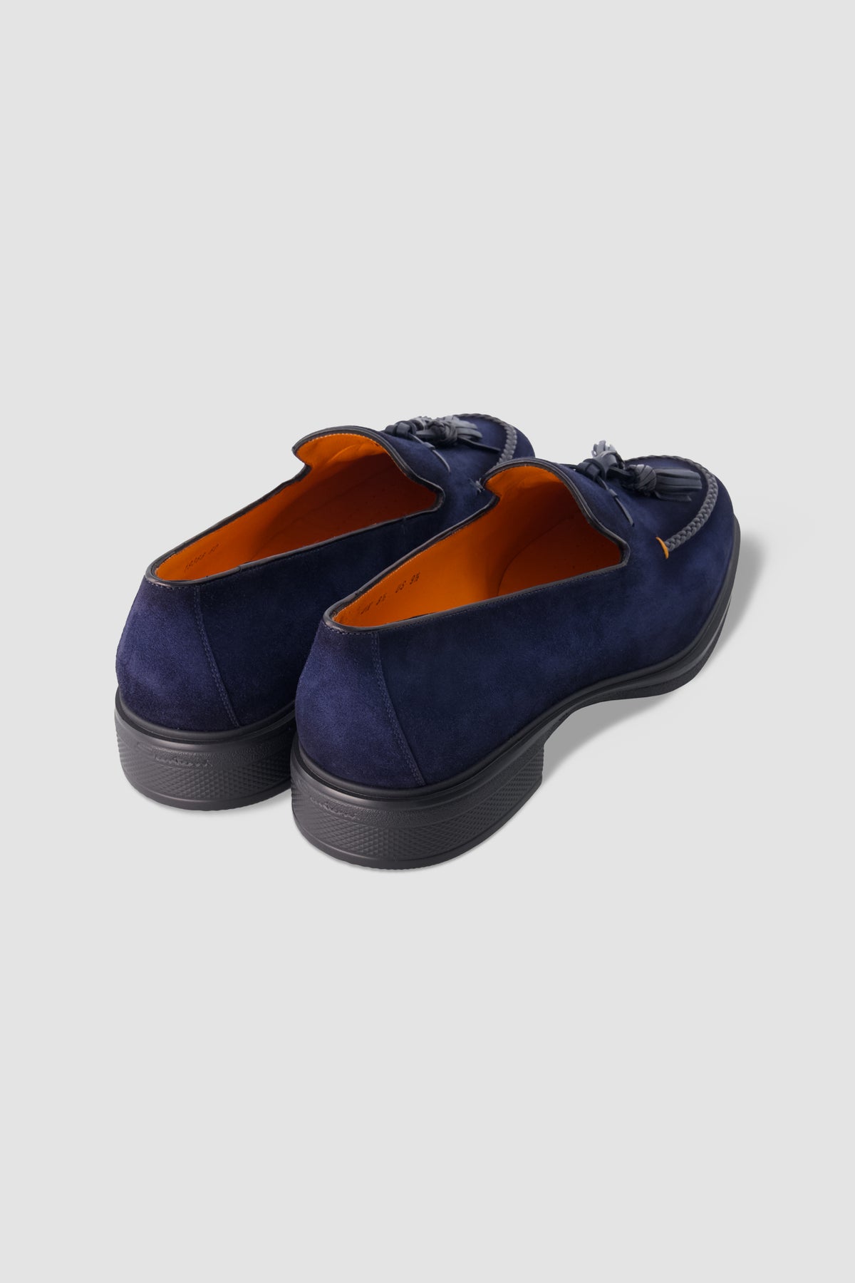 Santoni Navy Suede Tassel Loafers