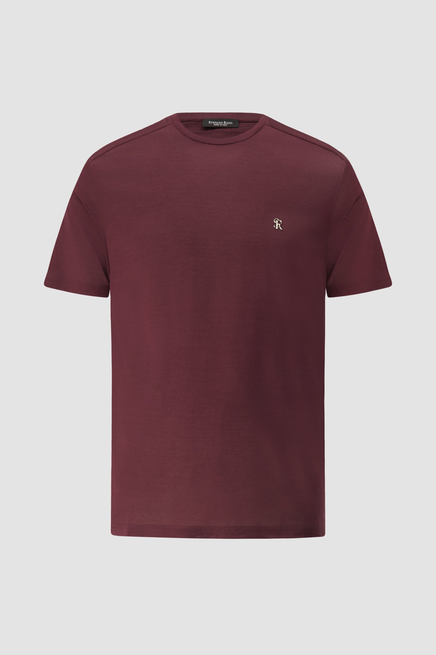 Stefano Ricci Burgundy Cotton Crewneck T-shirt