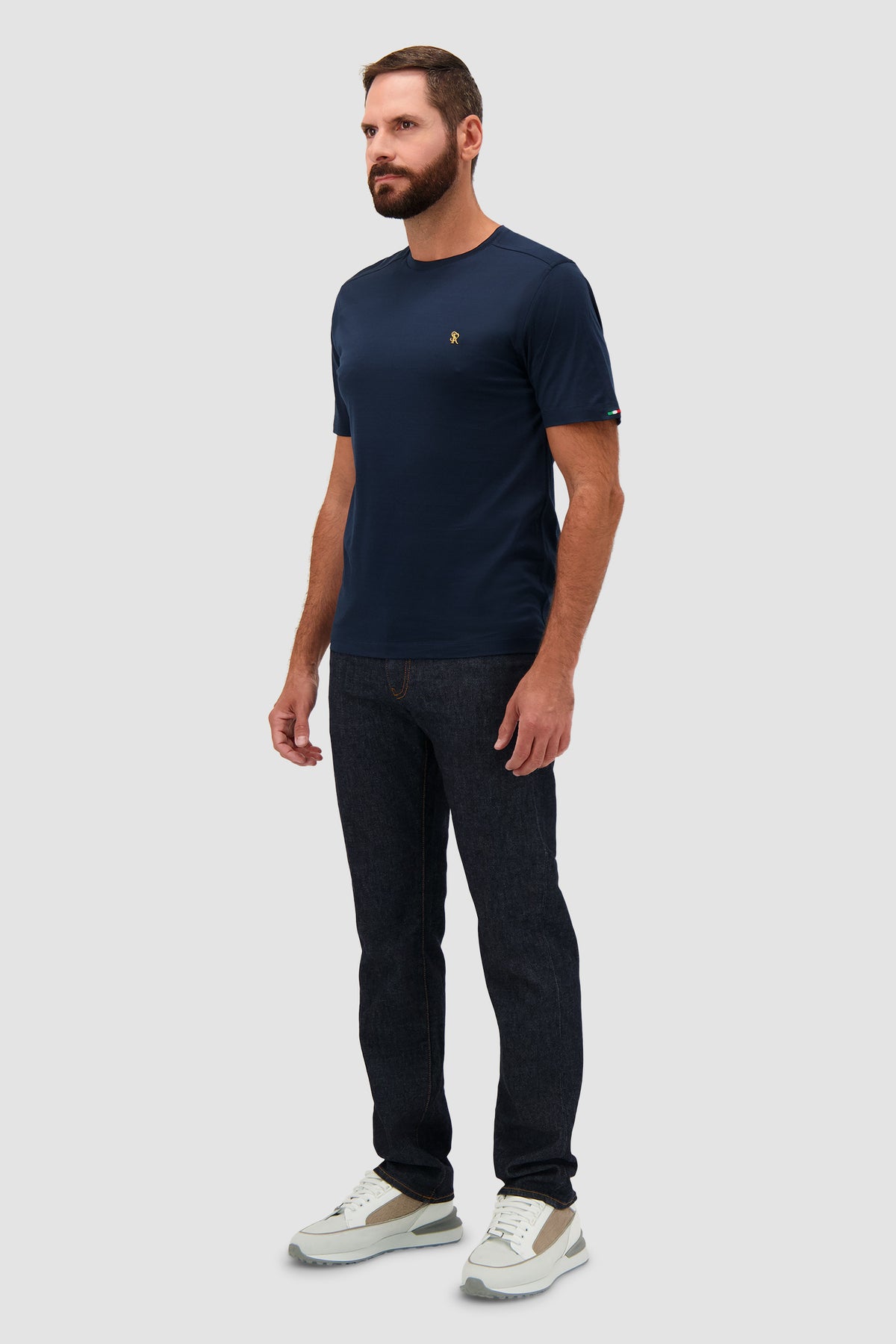 Stefano Ricci Navy Cotton Crewneck T-shirt