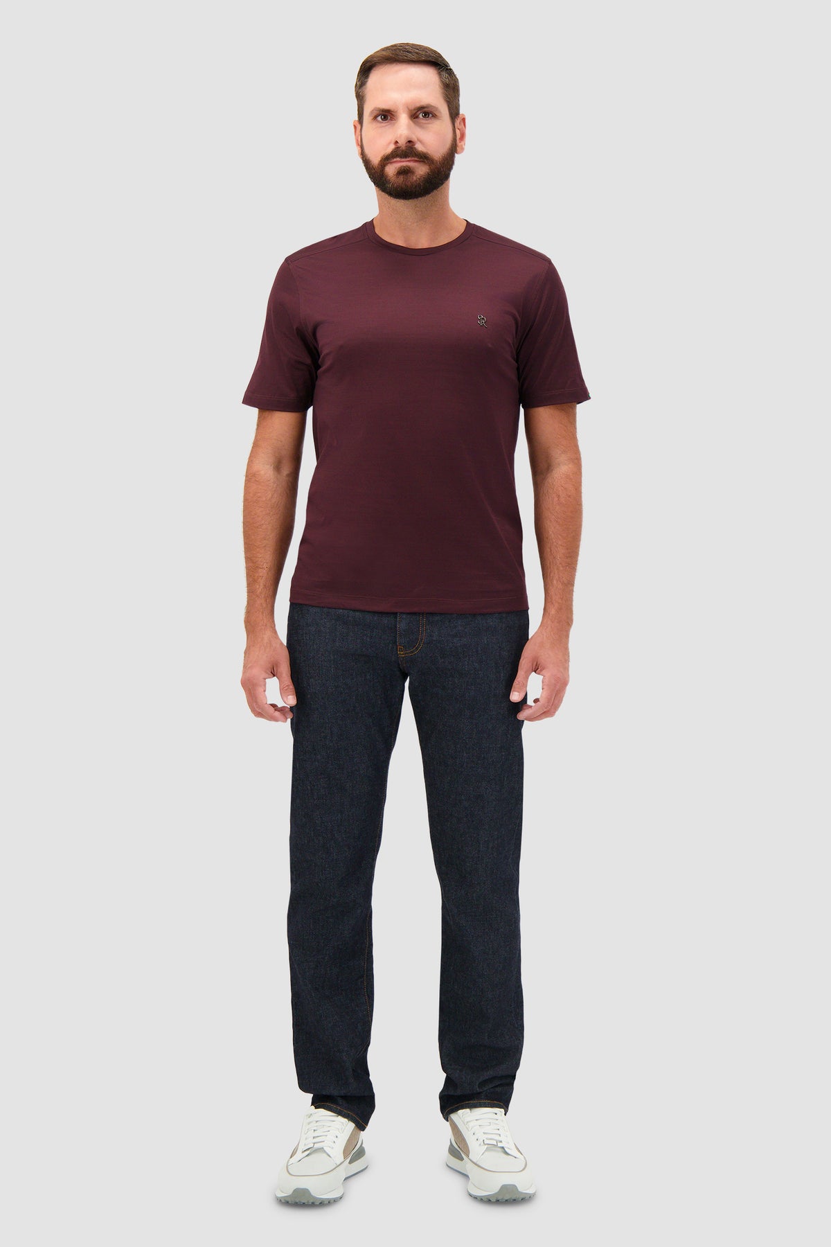 Stefano Ricci Burgundy Cotton Crewneck T-shirt