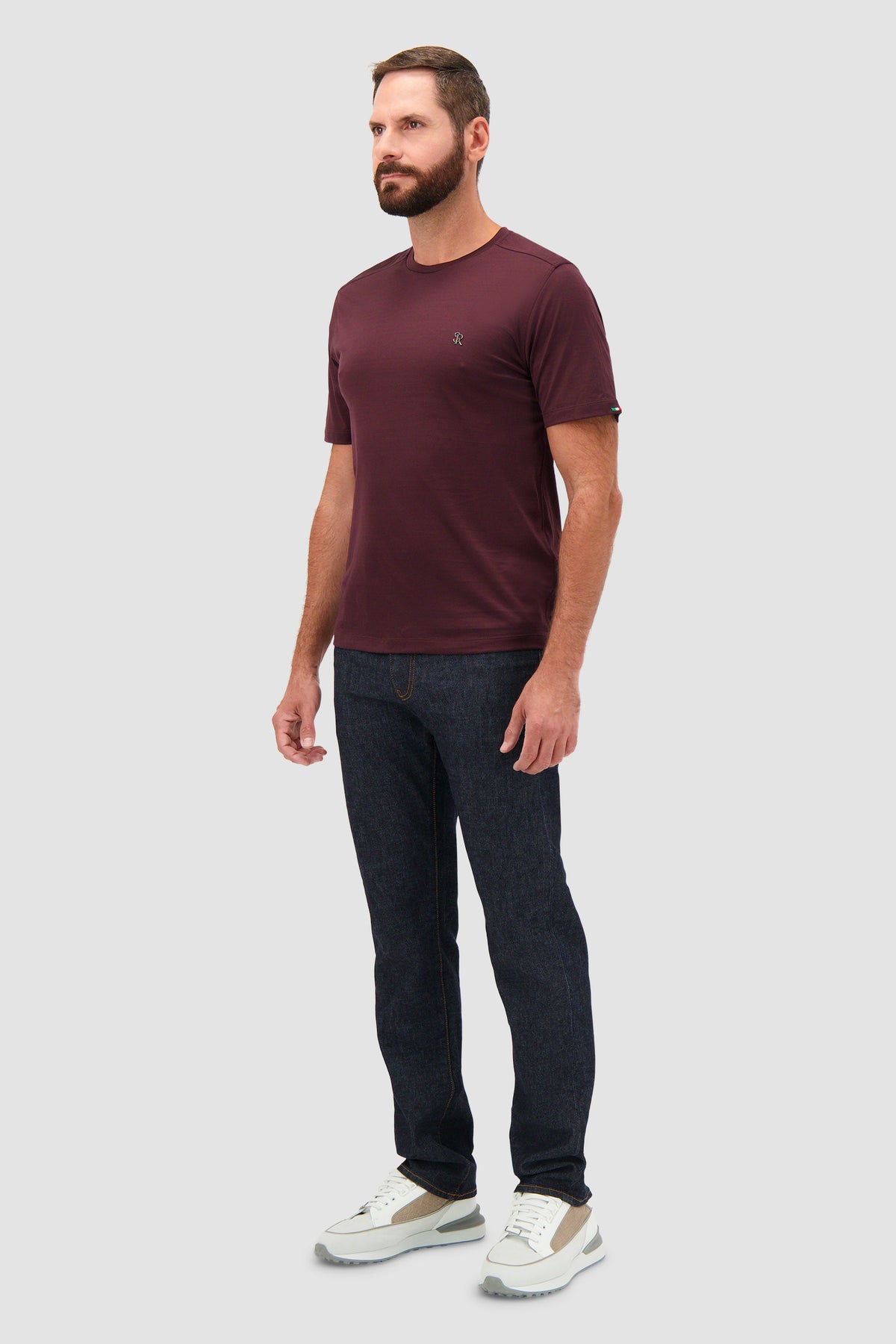 Stefano Ricci Burgundy Cotton Crewneck T-shirt
