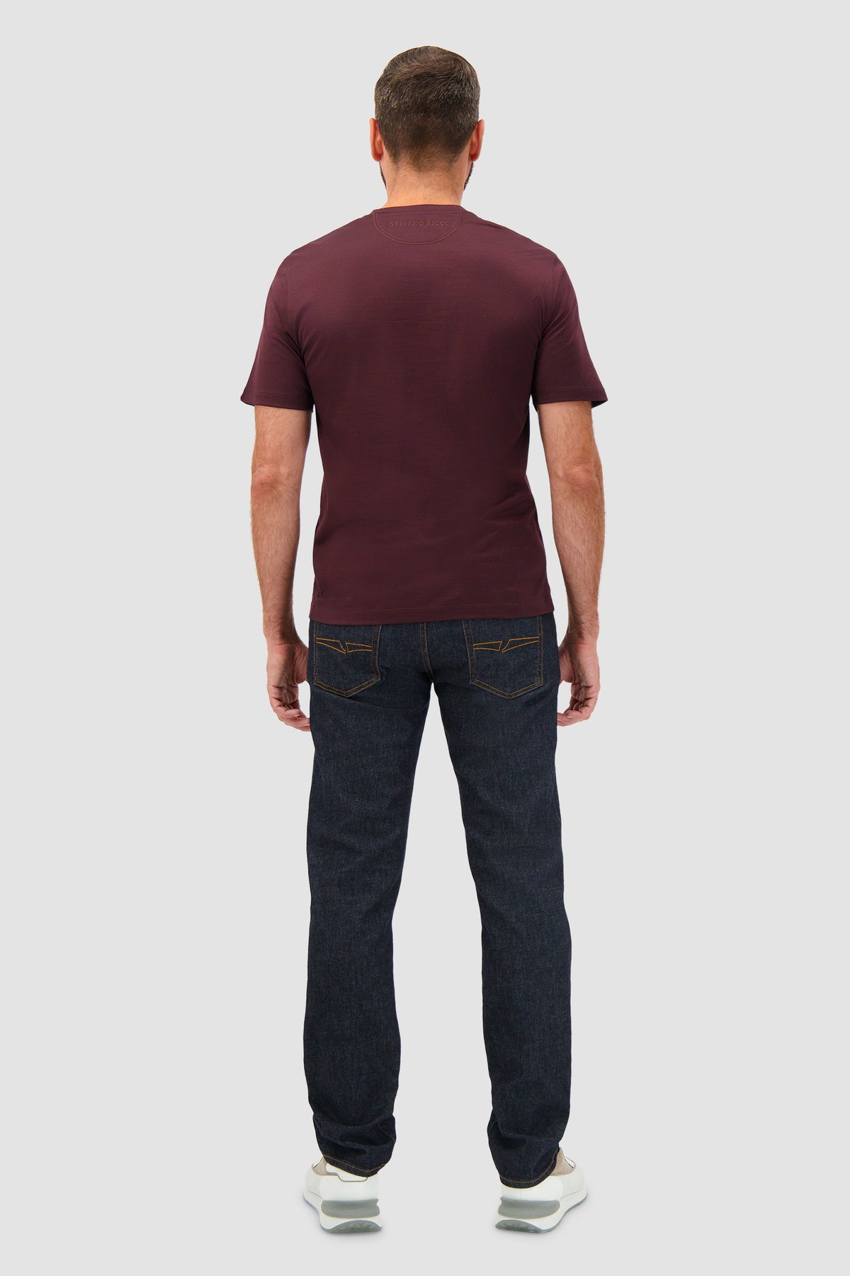 Stefano Ricci Burgundy Cotton Crewneck T-shirt