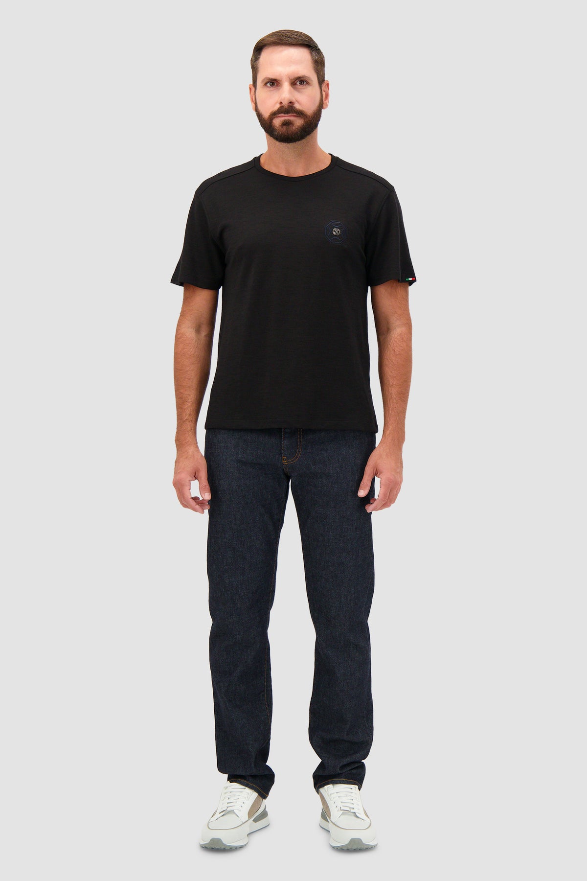 Stefano Ricci Black Wool Blend Placchetta T-Shirt