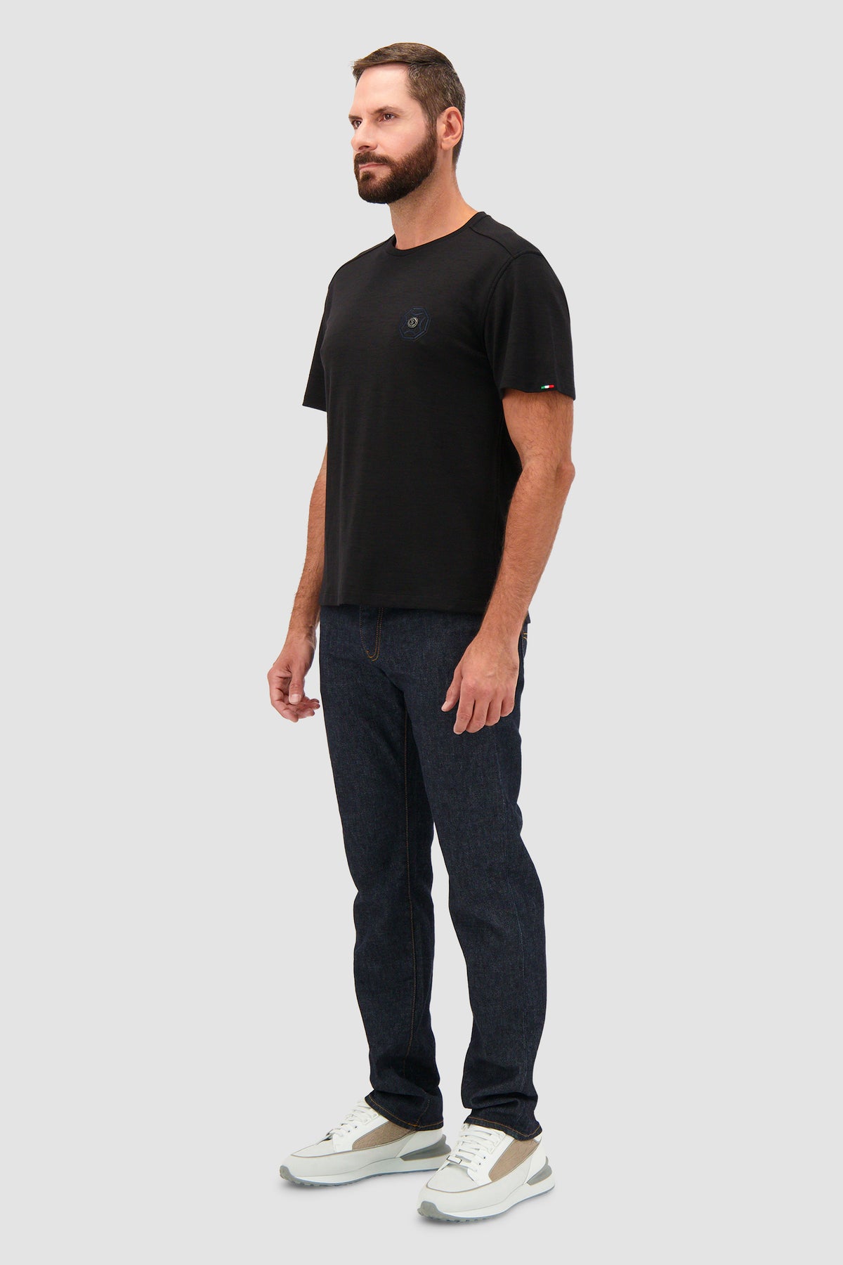 Stefano Ricci Black Wool Blend Placchetta T-Shirt