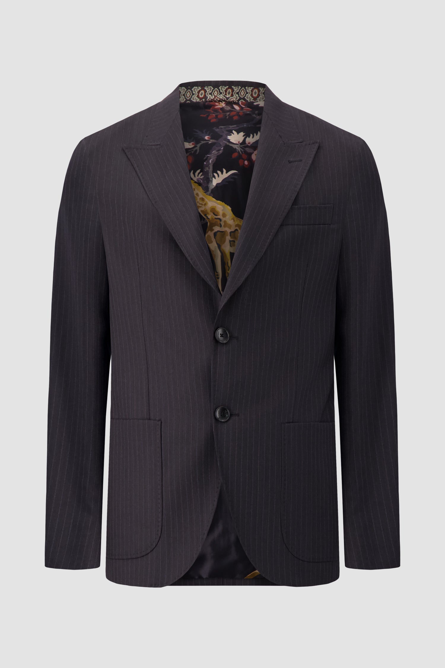Etro Milano Black Pinstripe Wool Blazer & Trouser Suit Set