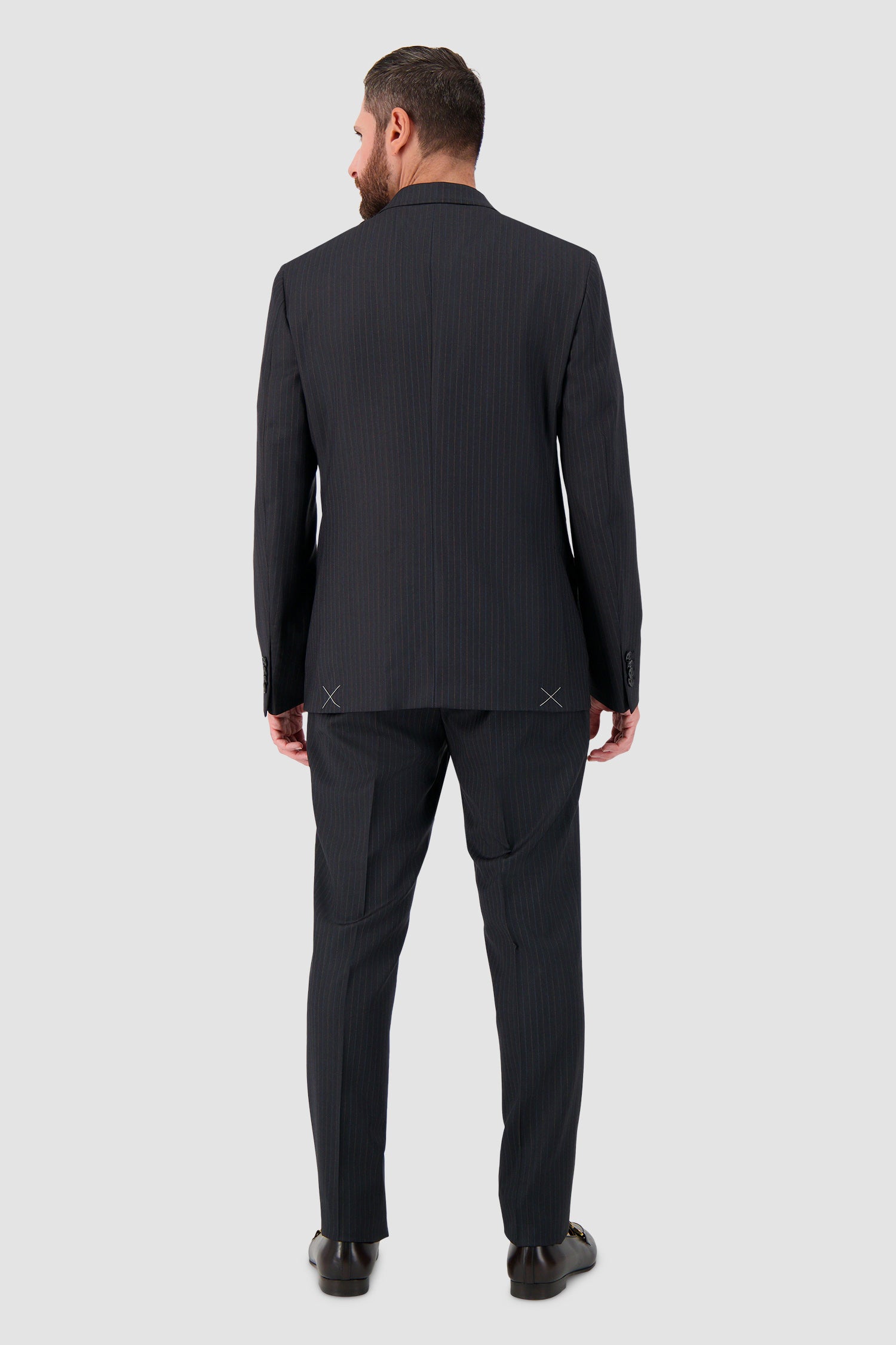 Etro Milano Black Pinstripe Wool Blazer & Trouser Suit Set