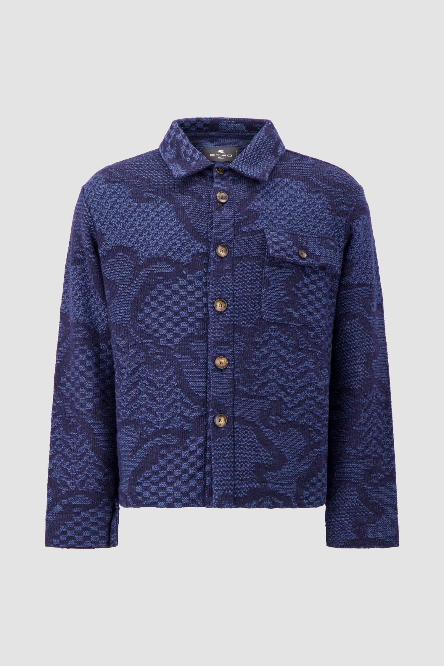 Etro Milano Blue Paisley Knit Shirt