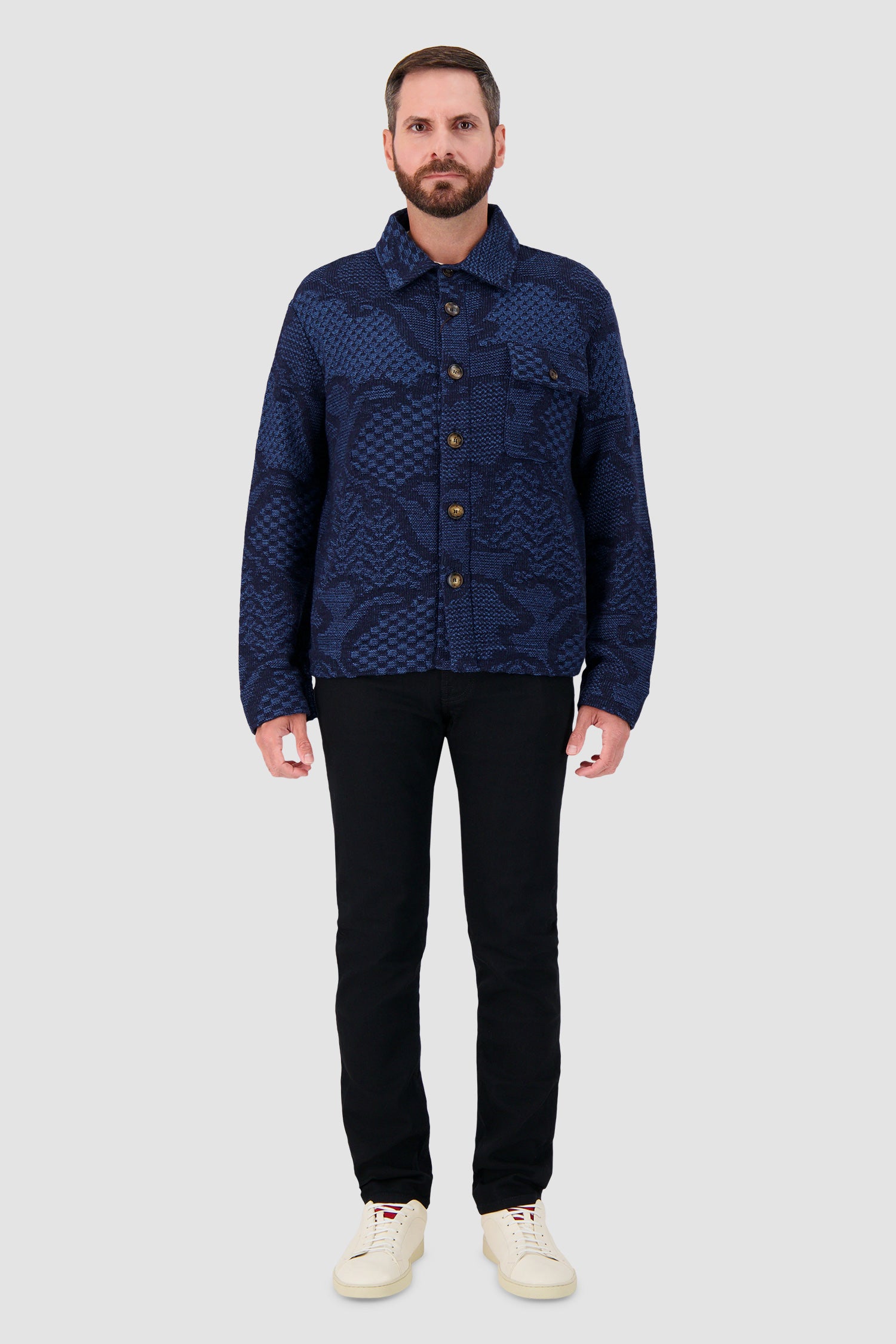 Etro Milano Blue Paisley Knit Shirt