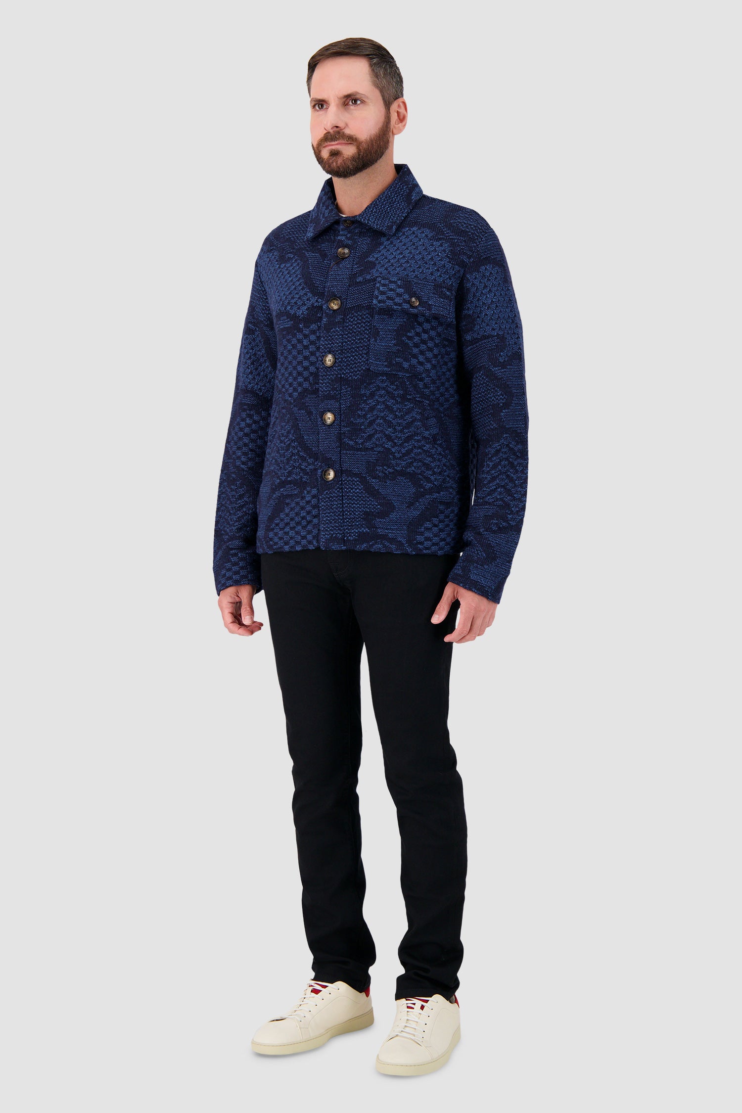 Etro Milano Blue Paisley Knit Shirt