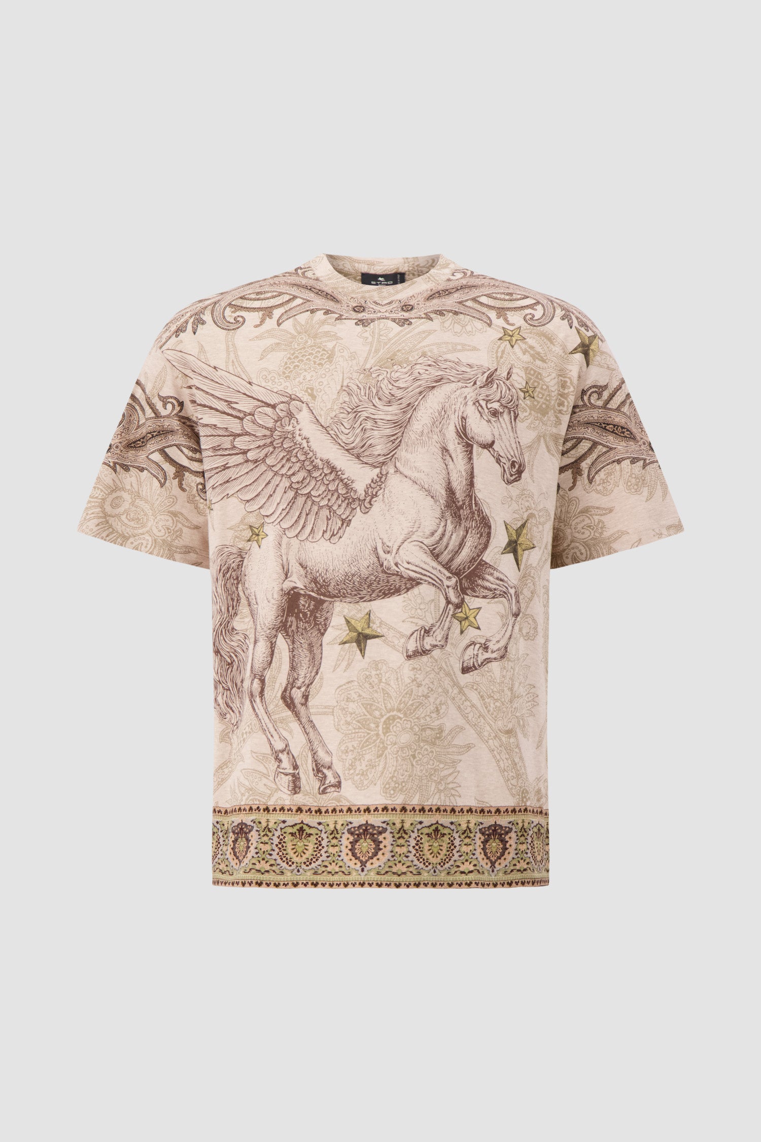 Etro Milano Brown Pegasus Graphic Crew Neck T-Shirt